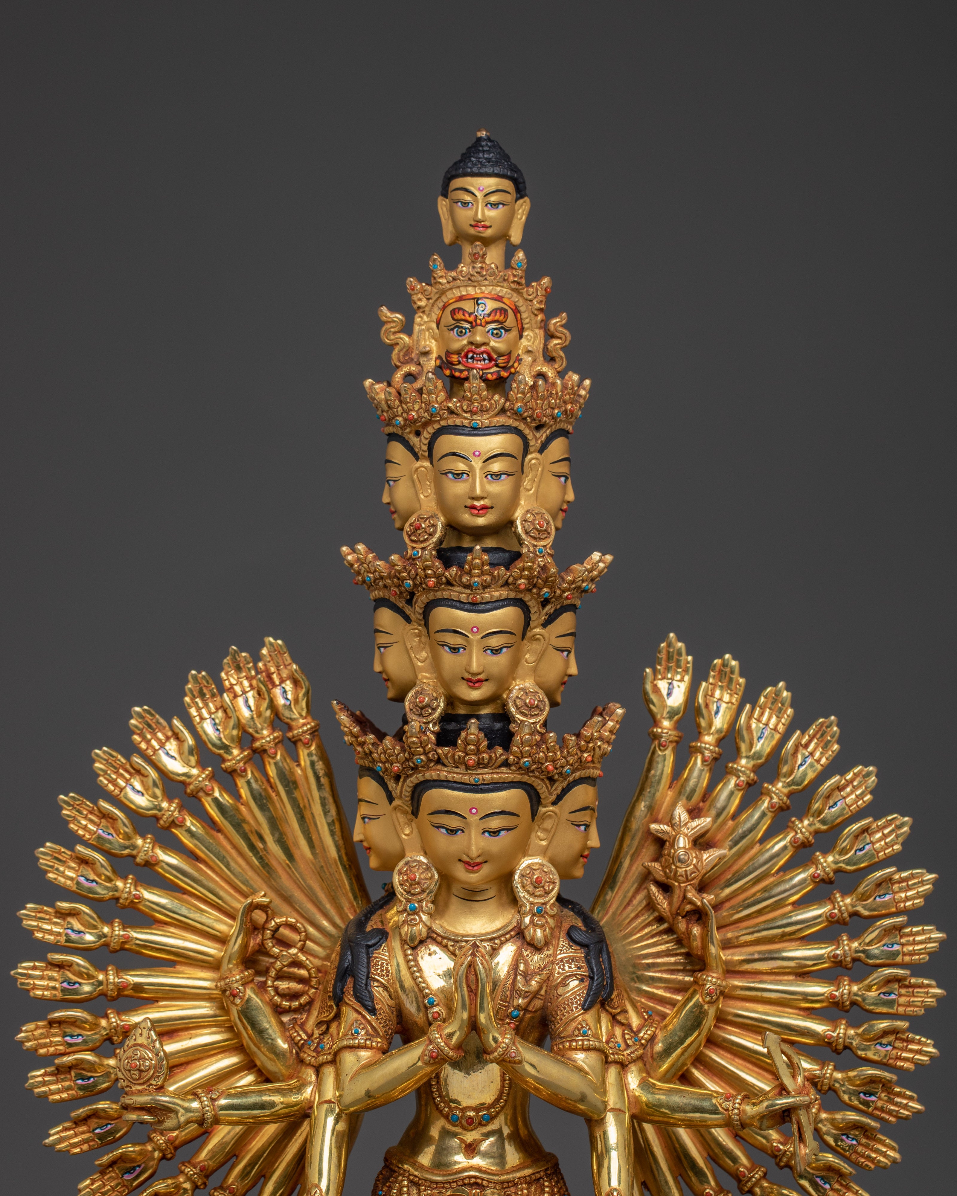 1000 Armed Chenrezig Gold Gilded Statue | The Bodhisattva of Infinite Compassion