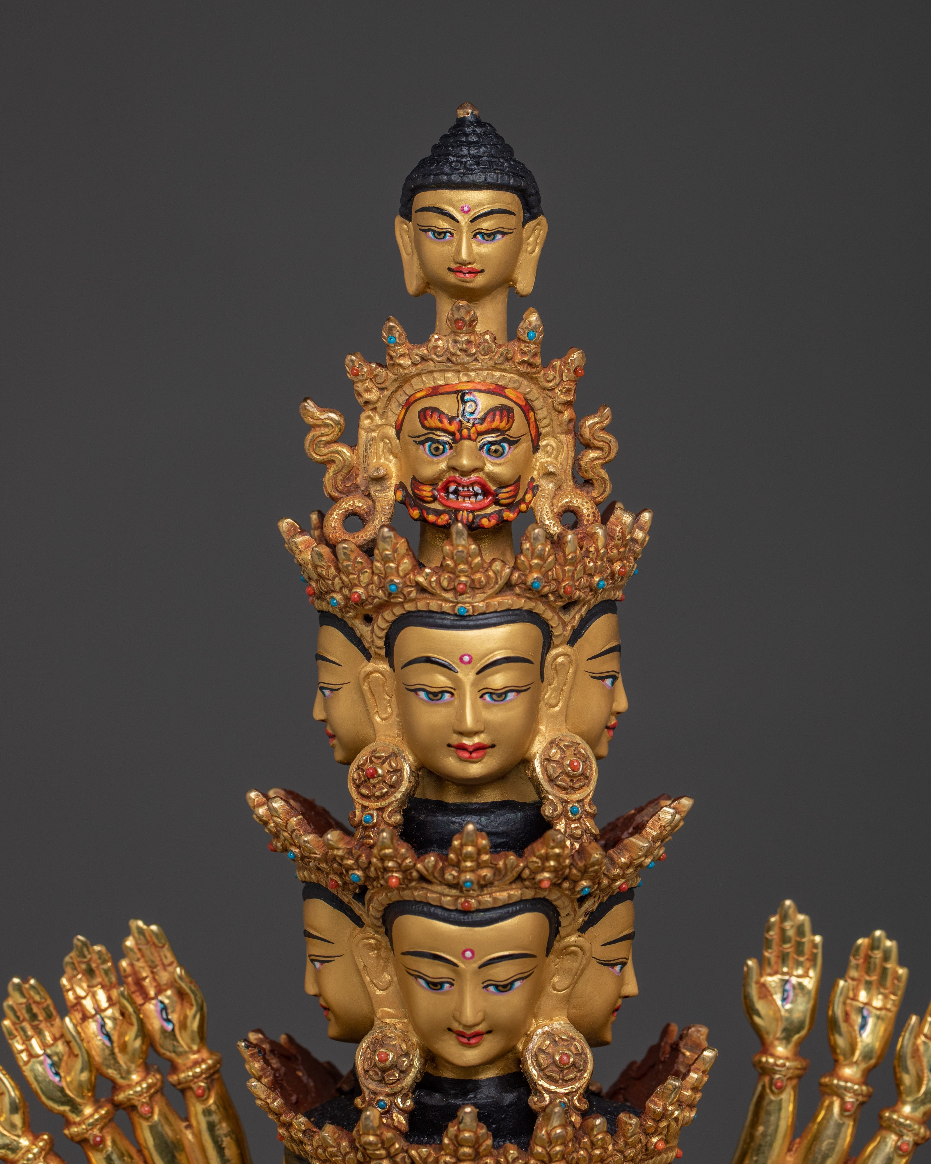 1000 Armed Chenrezig Gold Gilded Statue | The Bodhisattva of Infinite Compassion