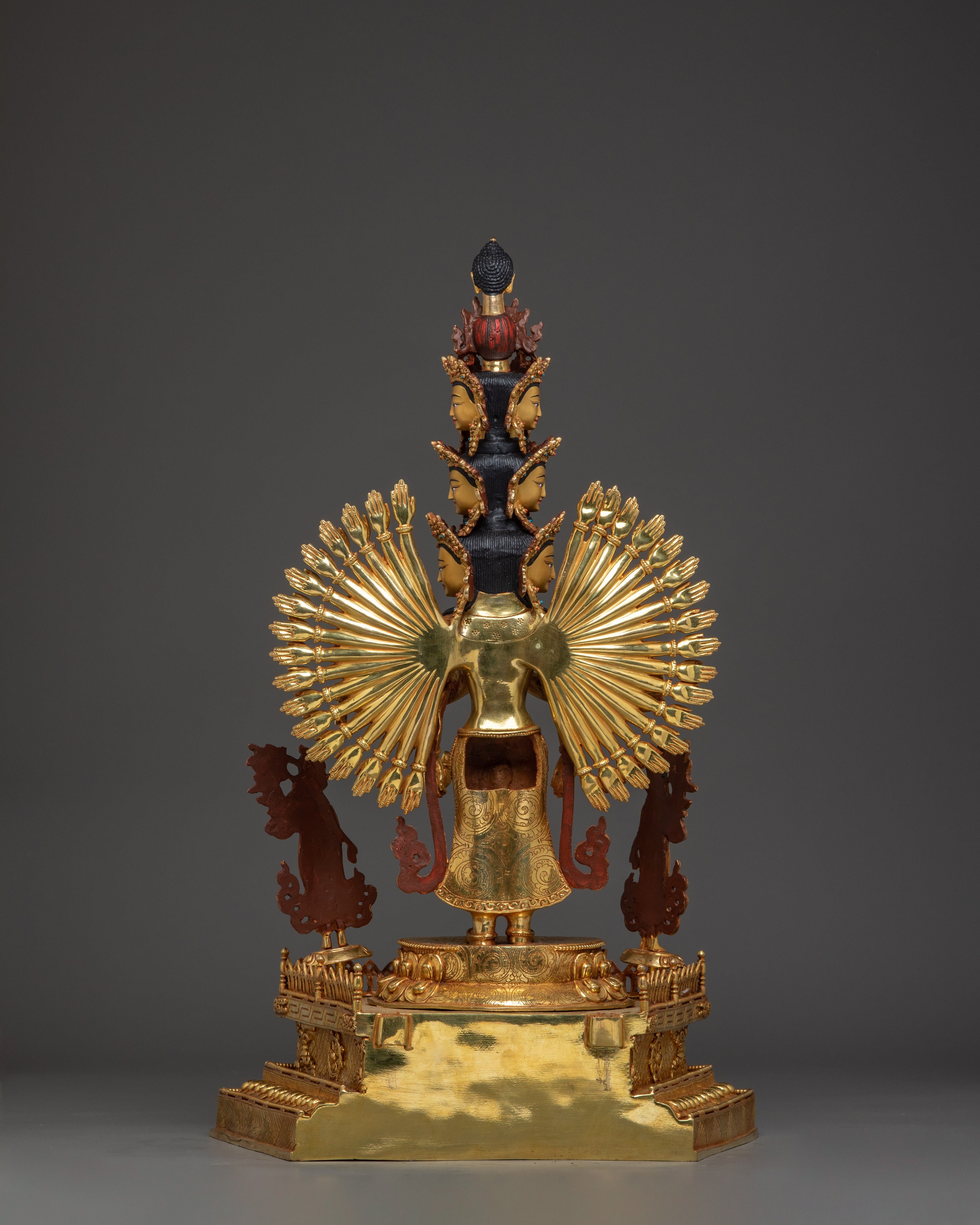 1000 Armed Chenrezig Gold Gilded Statue | The Bodhisattva of Infinite Compassion