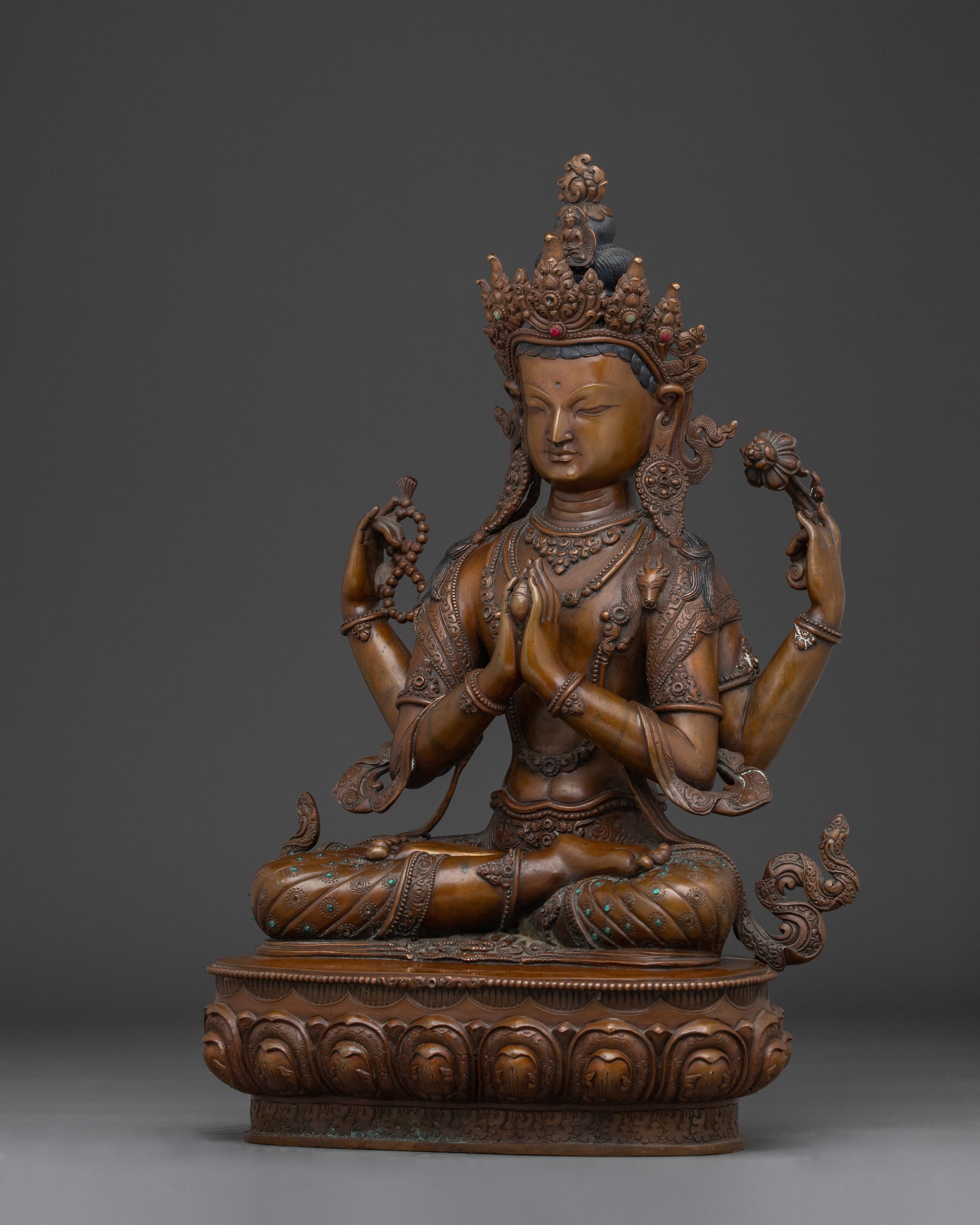 Tibetan Buddhism Artwork of Chenrezig | Four Armed Avalokiteshvara