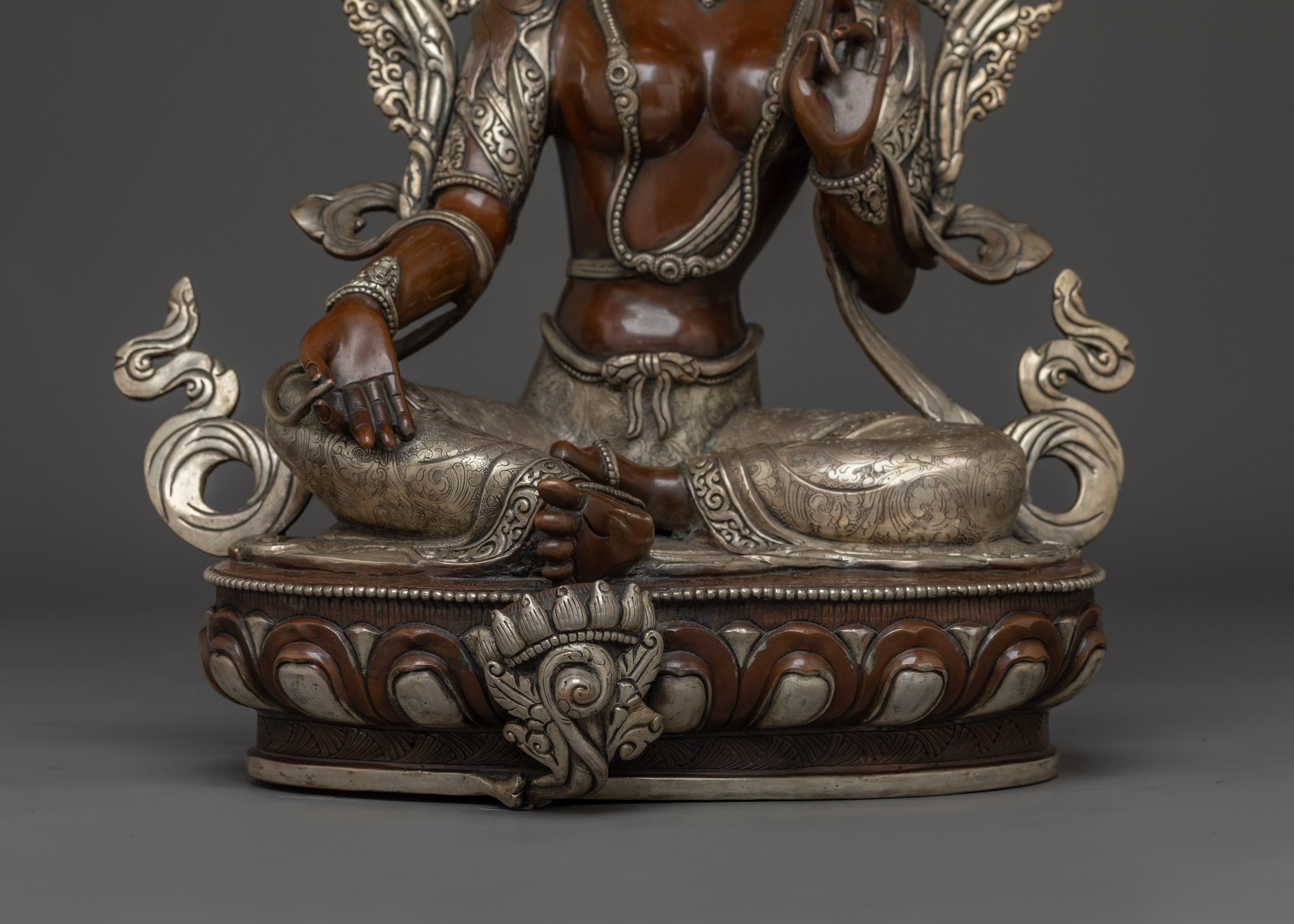 15.7 Inch Oxidized Green Tara Figurine | Symbol of Compassion