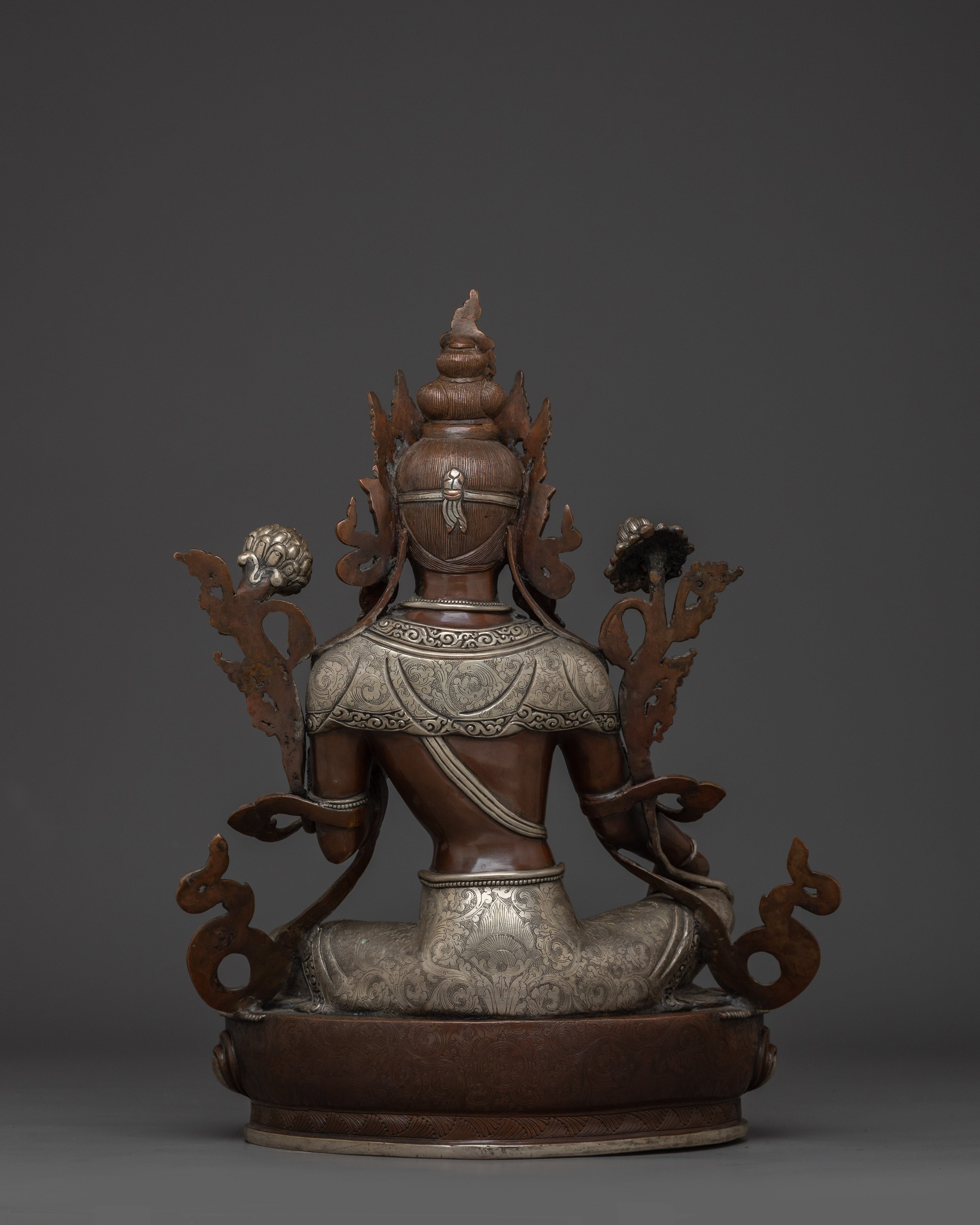 15.7 Inch Oxidized Green Tara Figurine | Symbol of Compassion