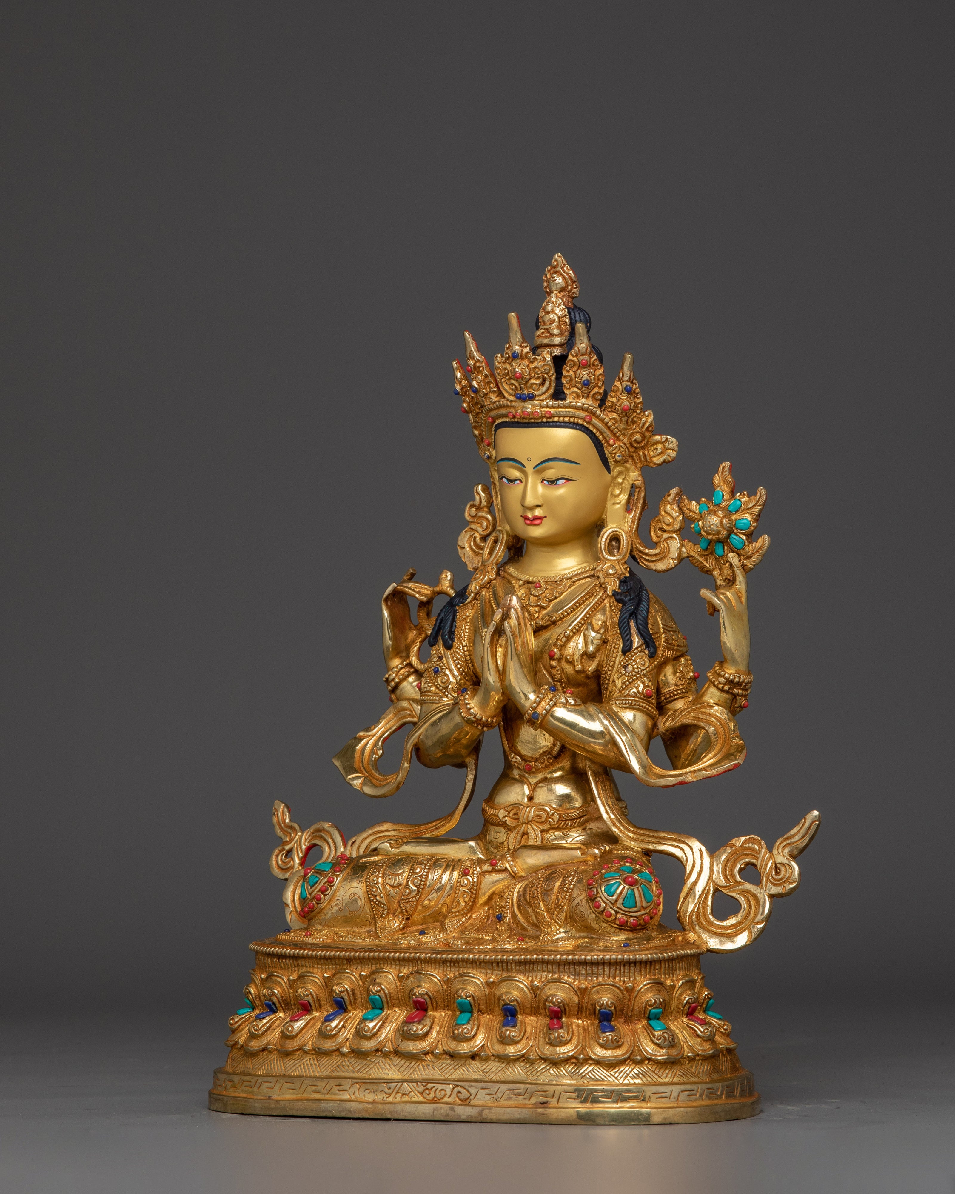 Handmade Buddha Art of Chenrezig | Protector and Healer in Tibetan Buddhism