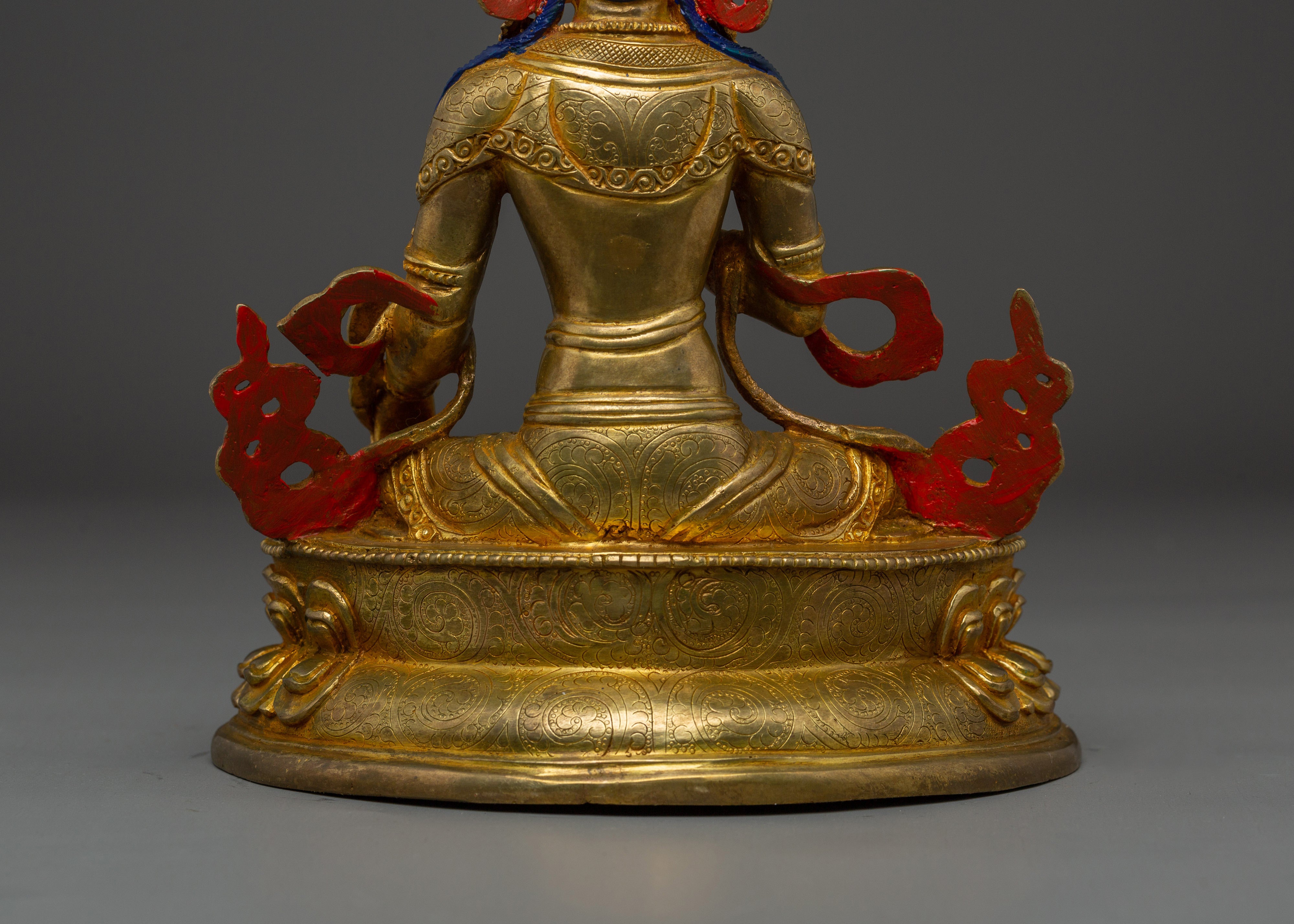 Handmade Ksitigarbha Copper Statue With 24K Gold | Meditation and Spiritual Spaces