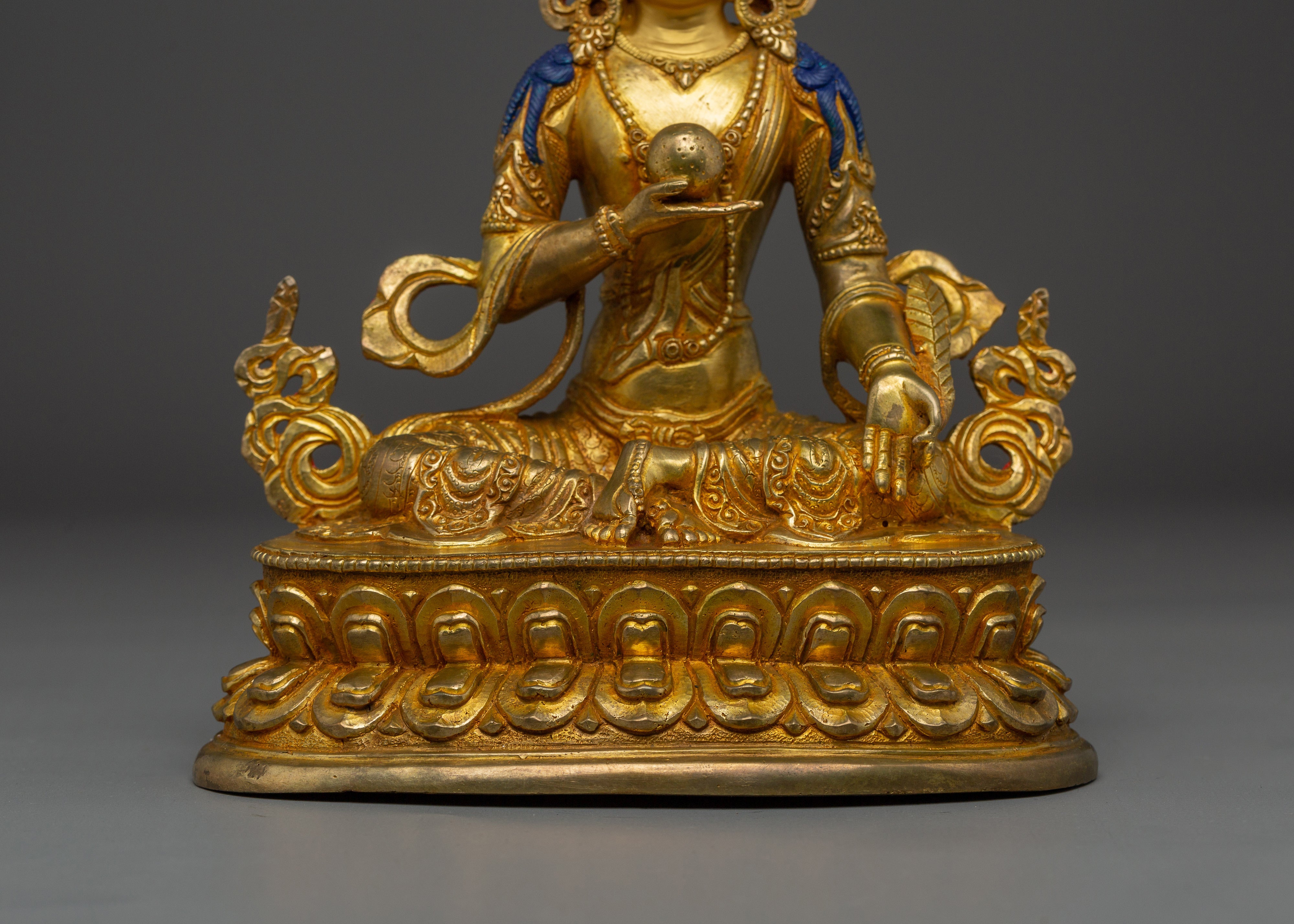 Handmade Ksitigarbha Copper Statue With 24K Gold | Meditation and Spiritual Spaces