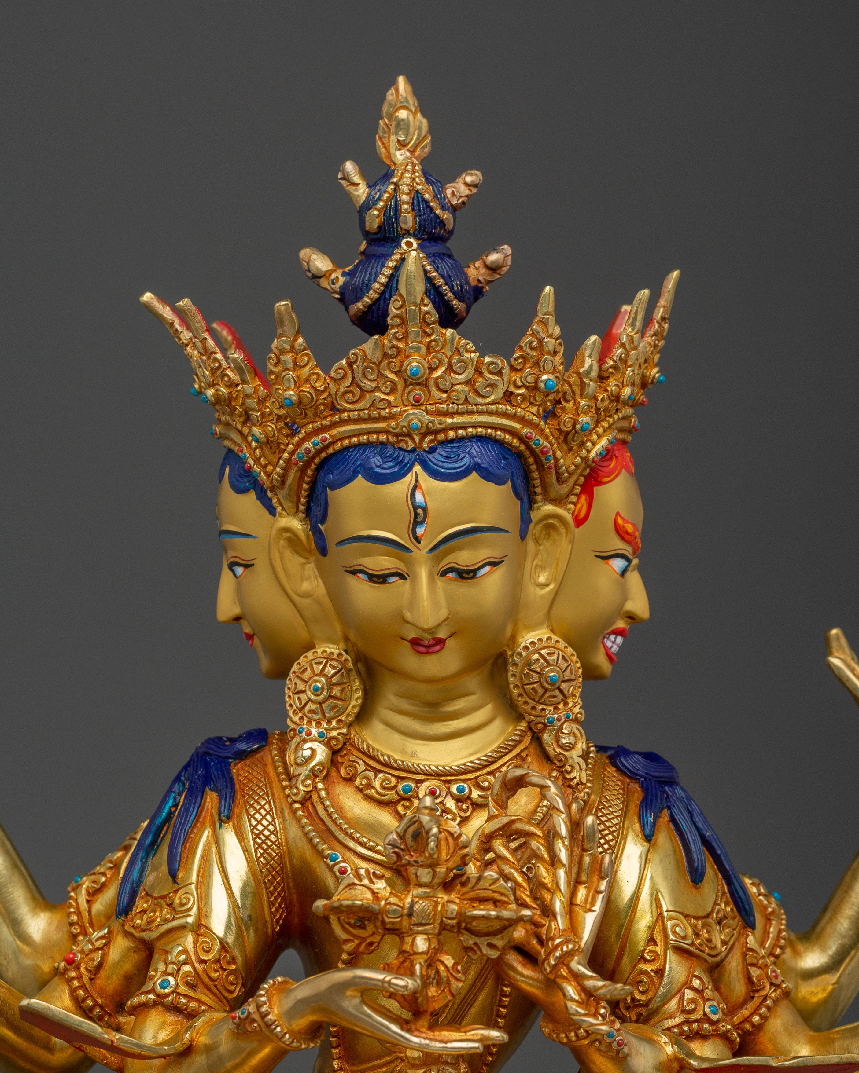 24K Gold-Gilded Namgyalma Copper Statue | Buddhist Deity for Meditation