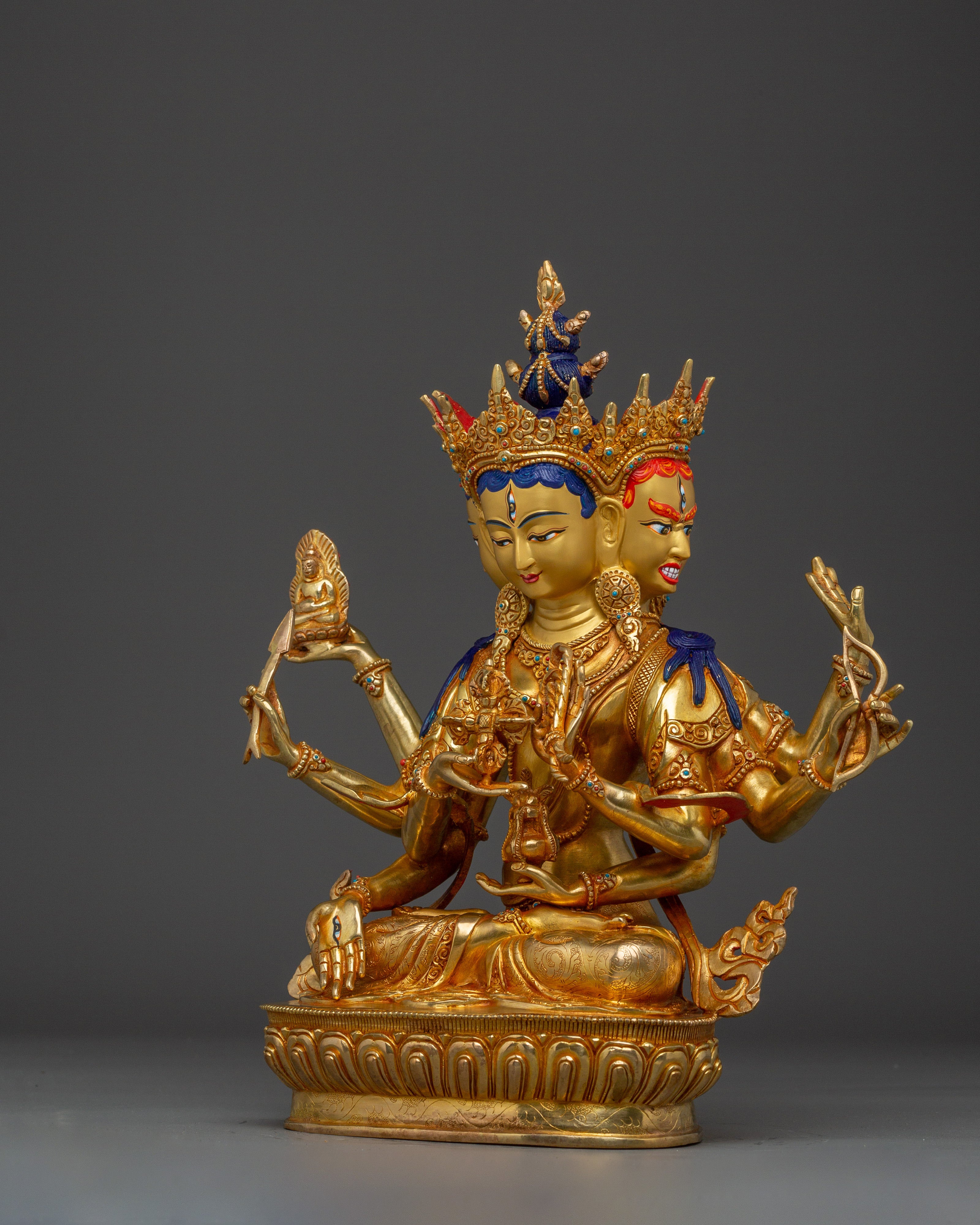 24K Gold-Gilded Namgyalma Copper Statue | Buddhist Deity for Meditation