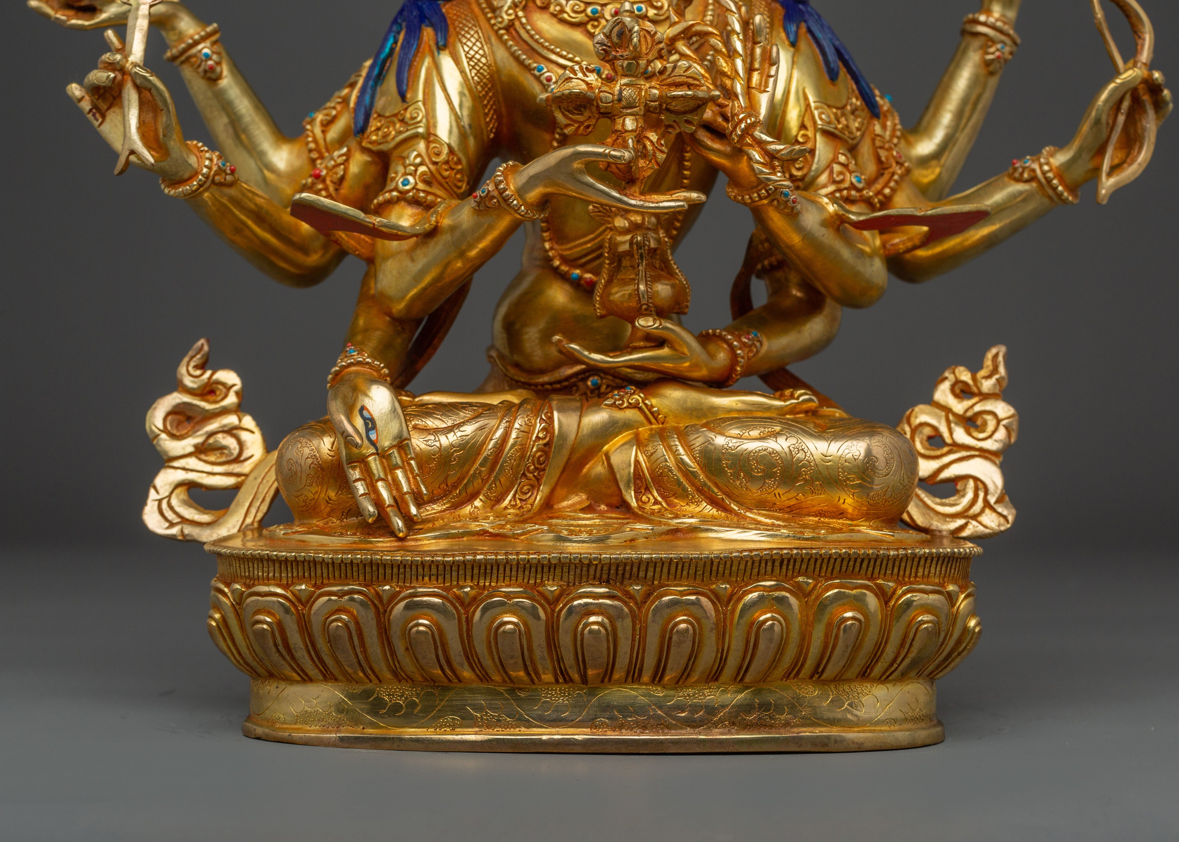 24K Gold-Gilded Namgyalma Copper Statue | Buddhist Deity for Meditation