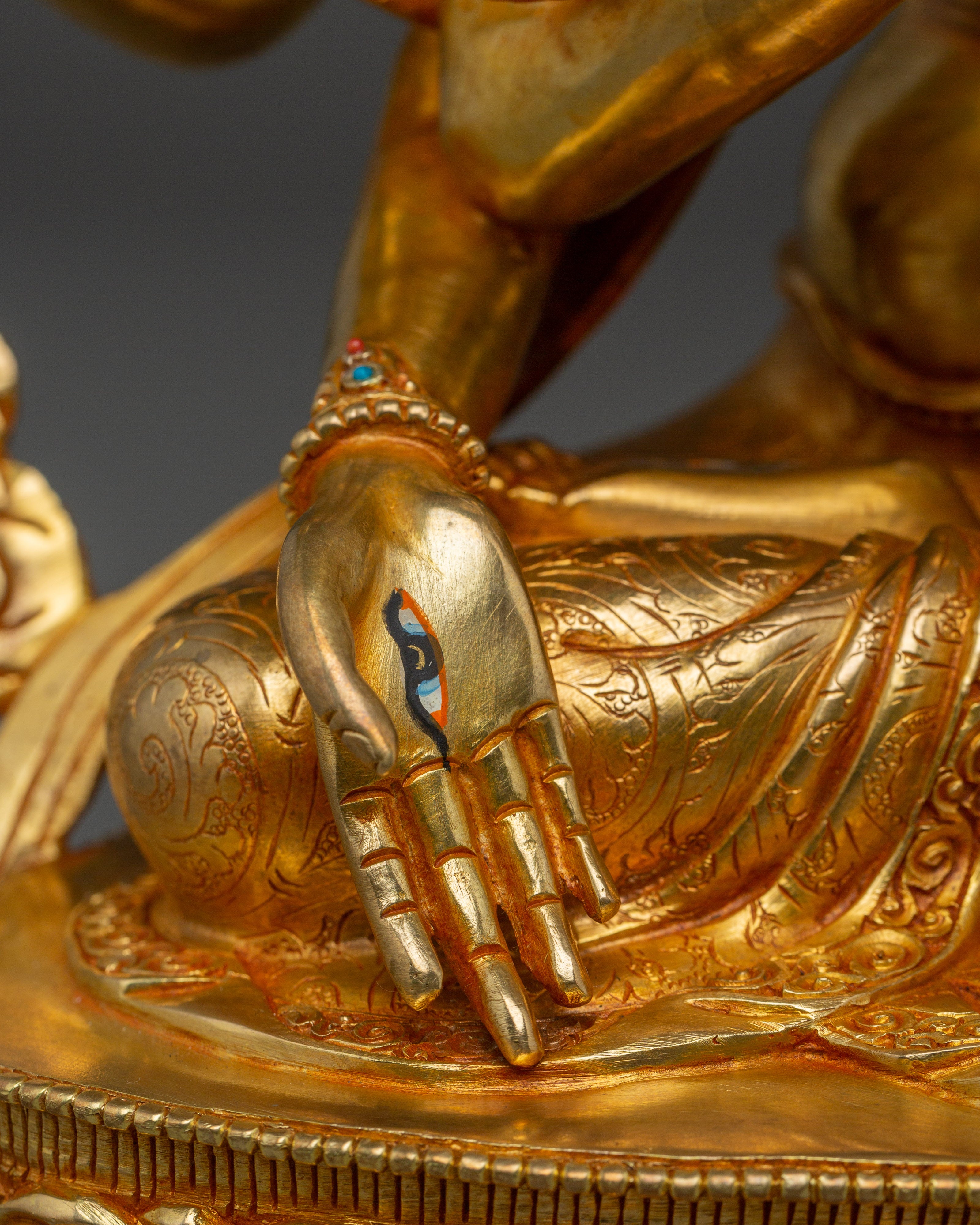 24K Gold-Gilded Namgyalma Copper Statue | Buddhist Deity for Meditation