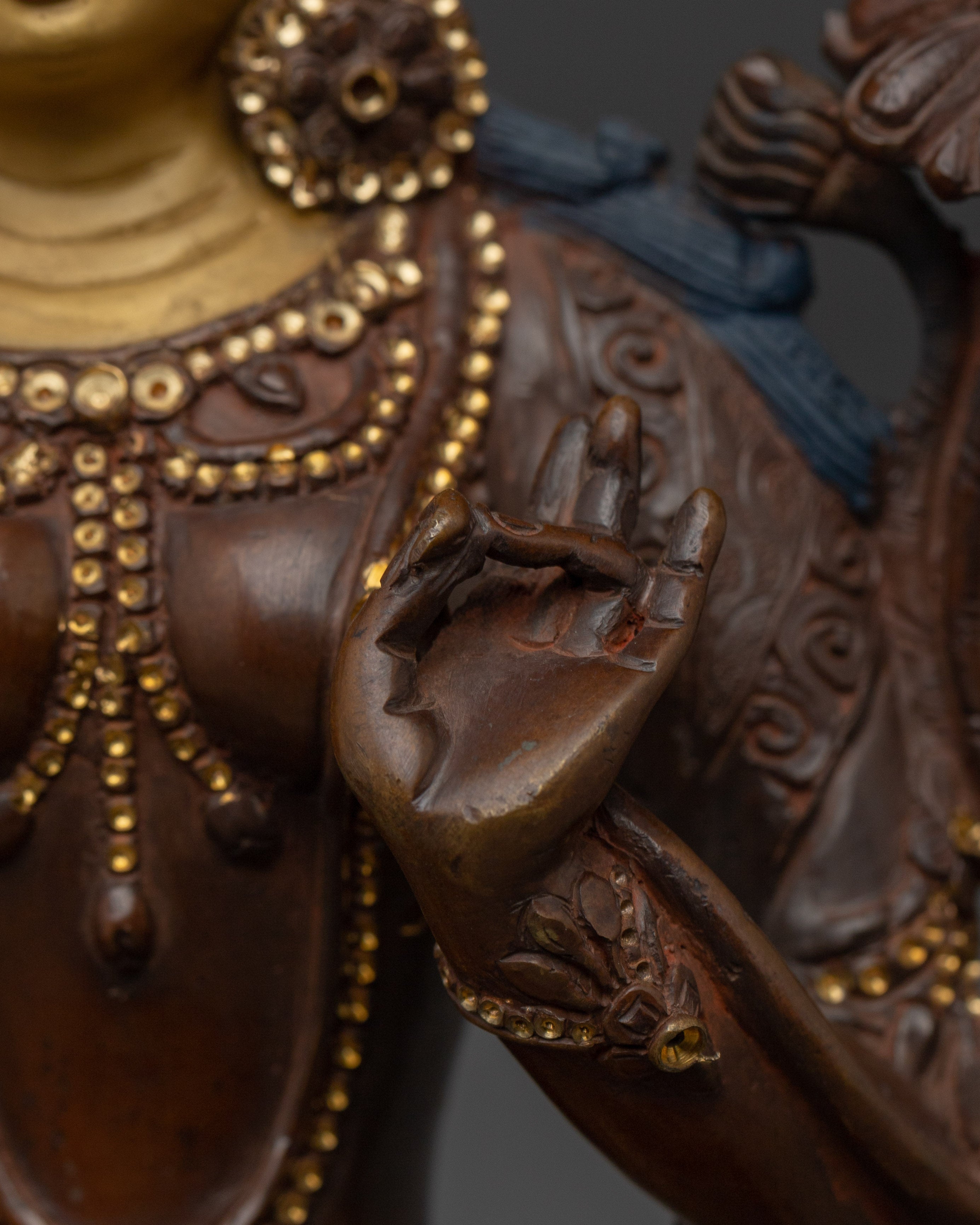 Handcrafted White Tara Copper Female Deity | Oxidized Copper with Acrylic Paint