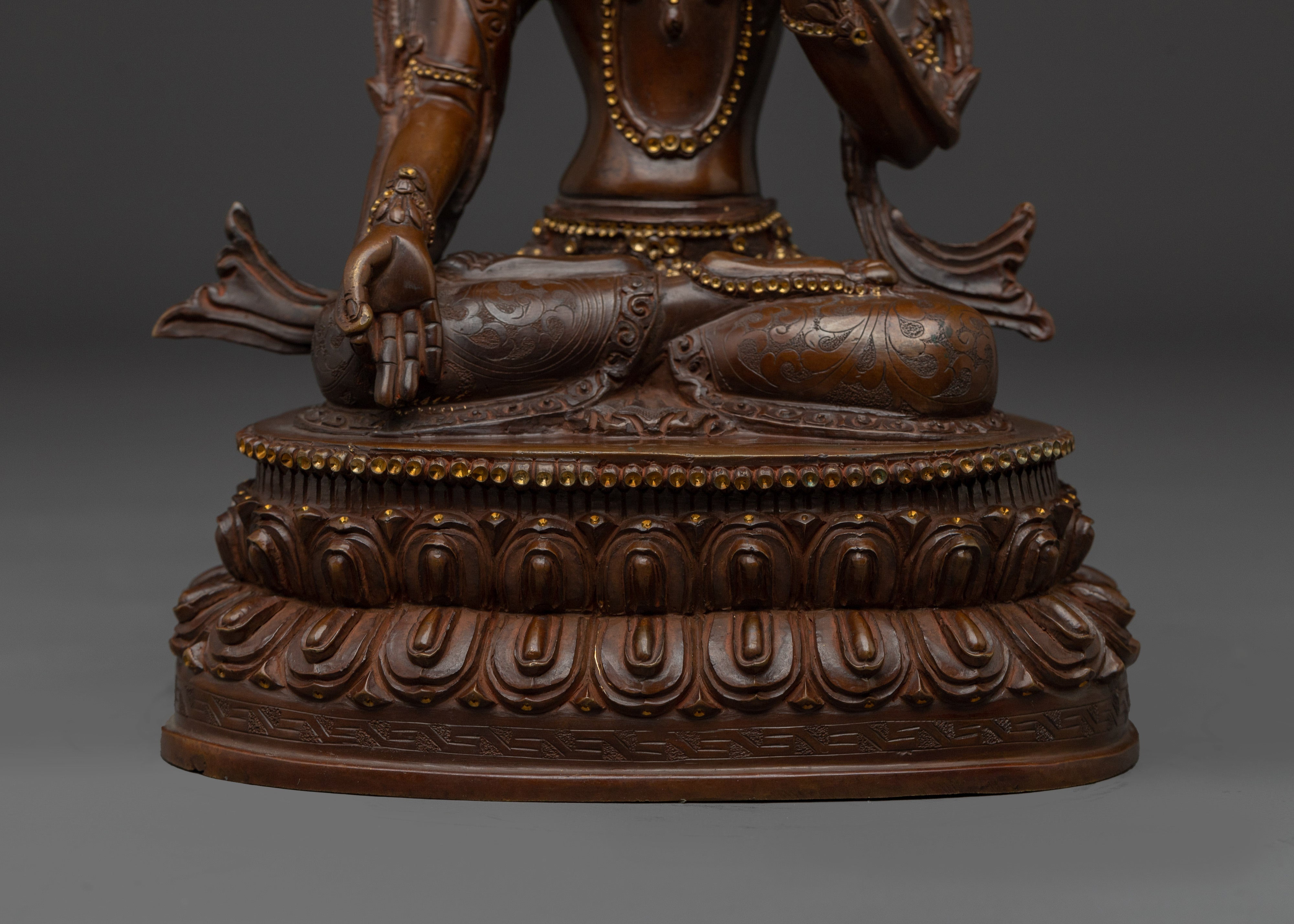 Handcrafted White Tara Copper Female Deity | Oxidized Copper with Acrylic Paint