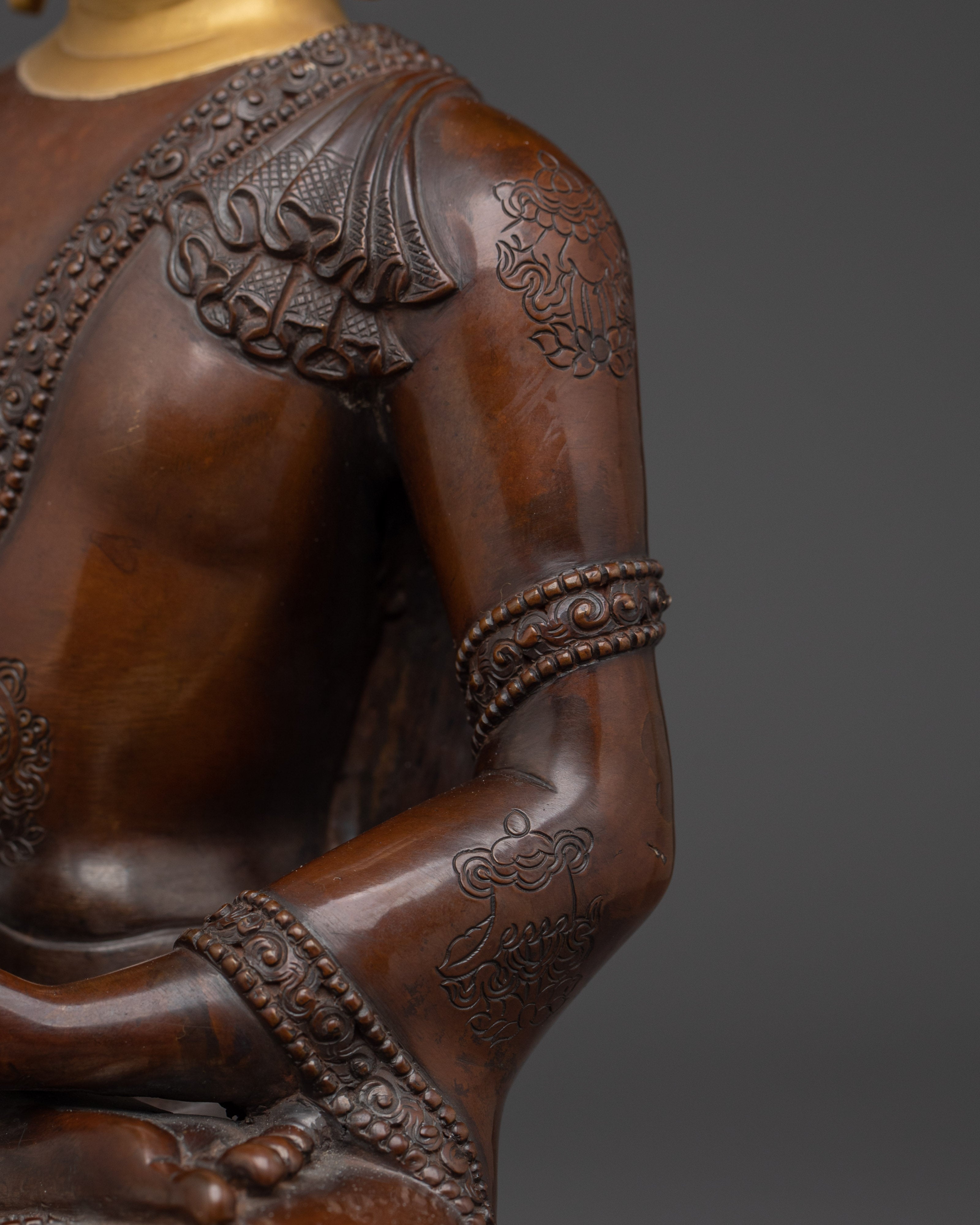 Elegant Copper Amitabha Buddha Statue | TIbetan Spiritual Meditation Decor