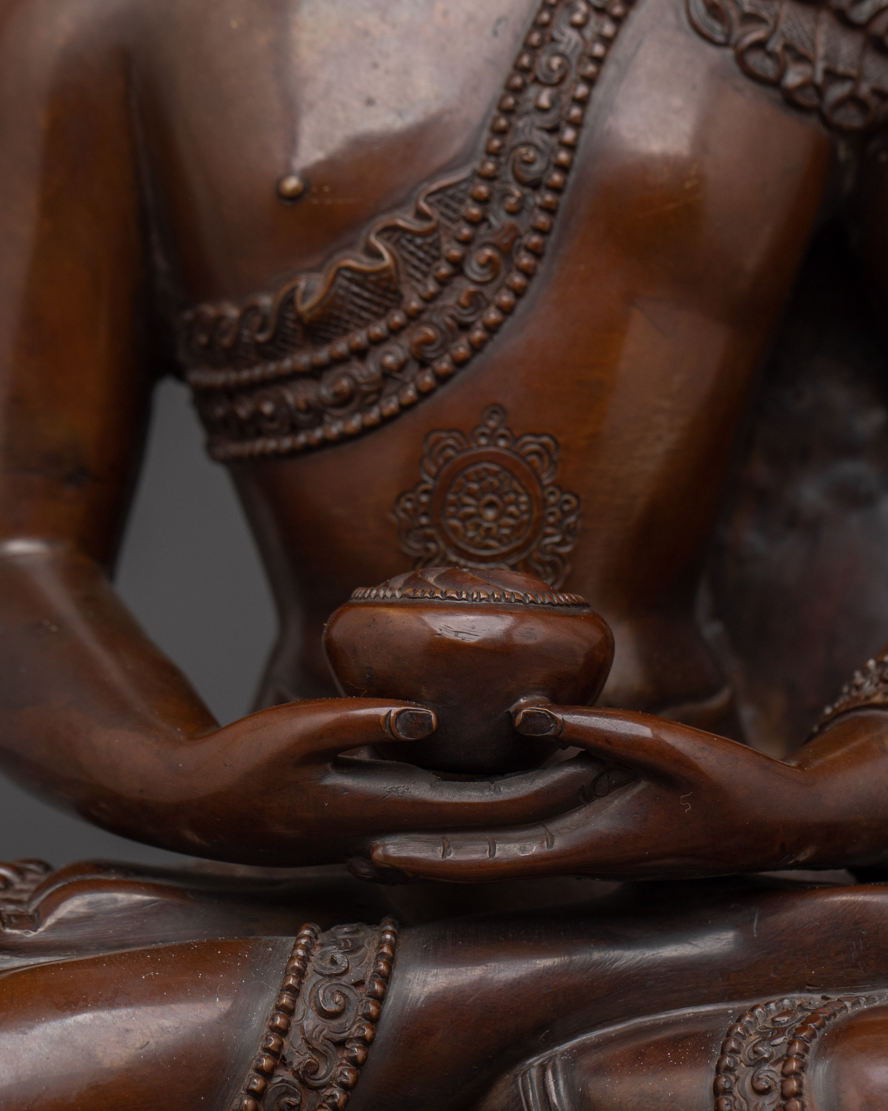 Elegant Copper Amitabha Buddha Statue | TIbetan Spiritual Meditation Decor