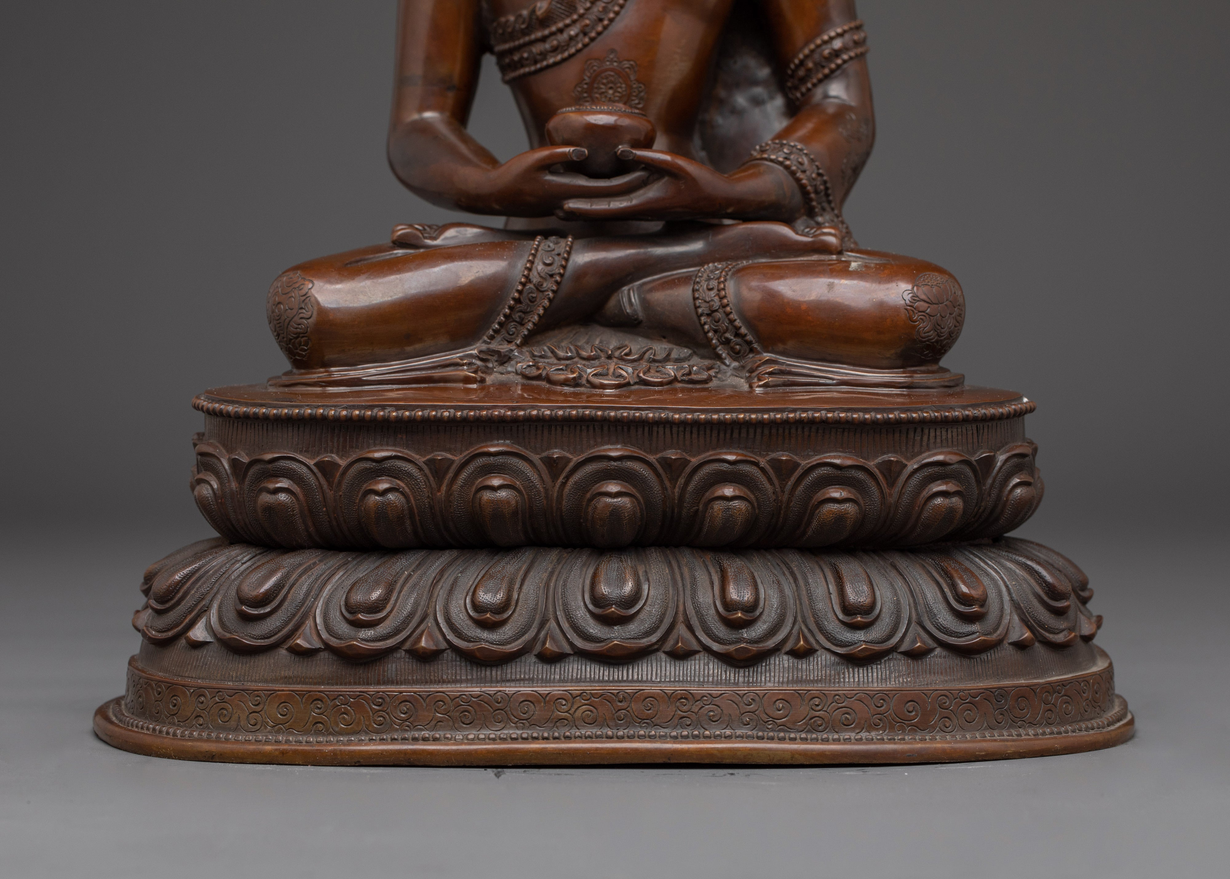 Elegant Copper Amitabha Buddha Statue | TIbetan Spiritual Meditation Decor