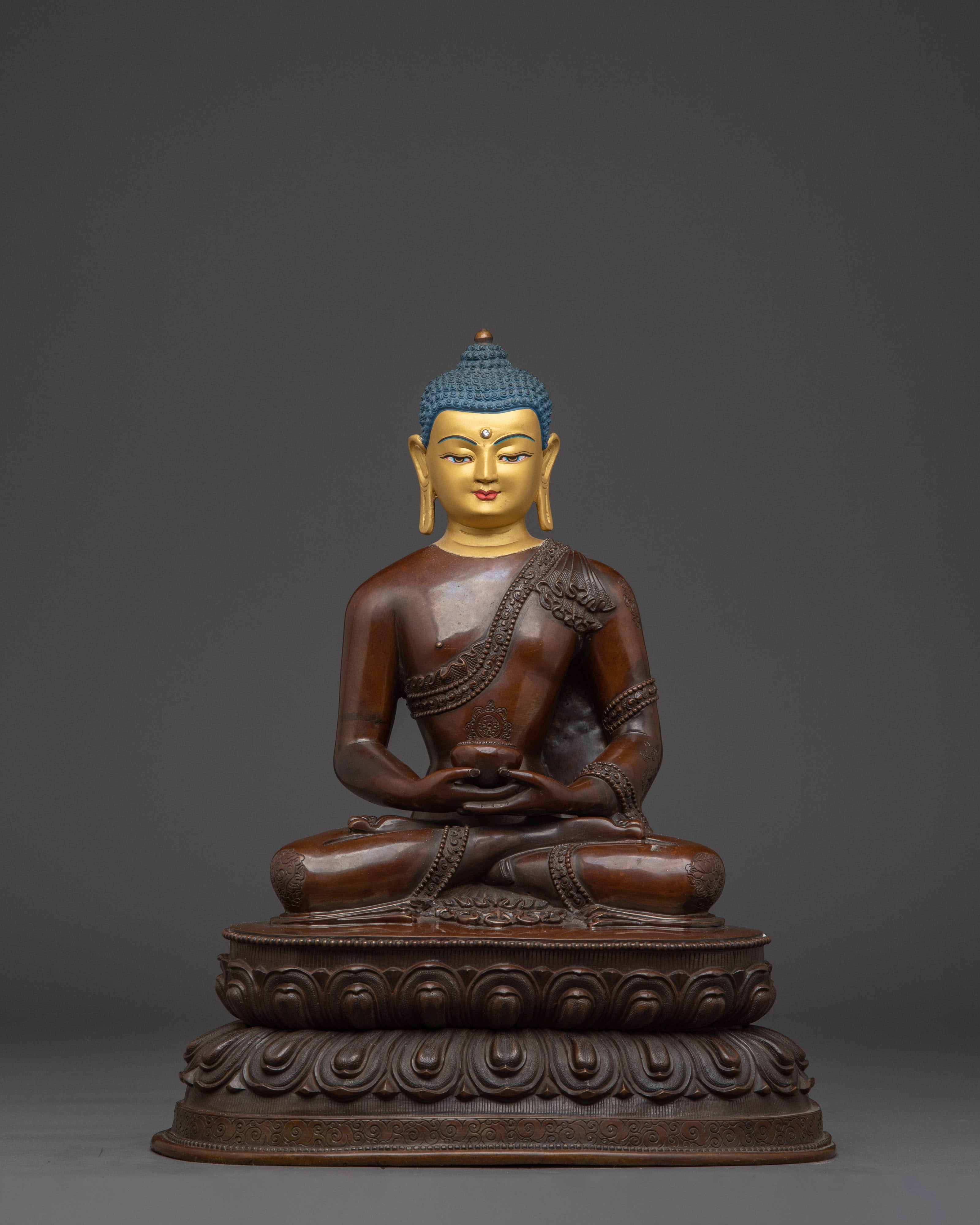 Elegant Copper Amitabha Buddha Statue | TIbetan Spiritual Meditation Decor