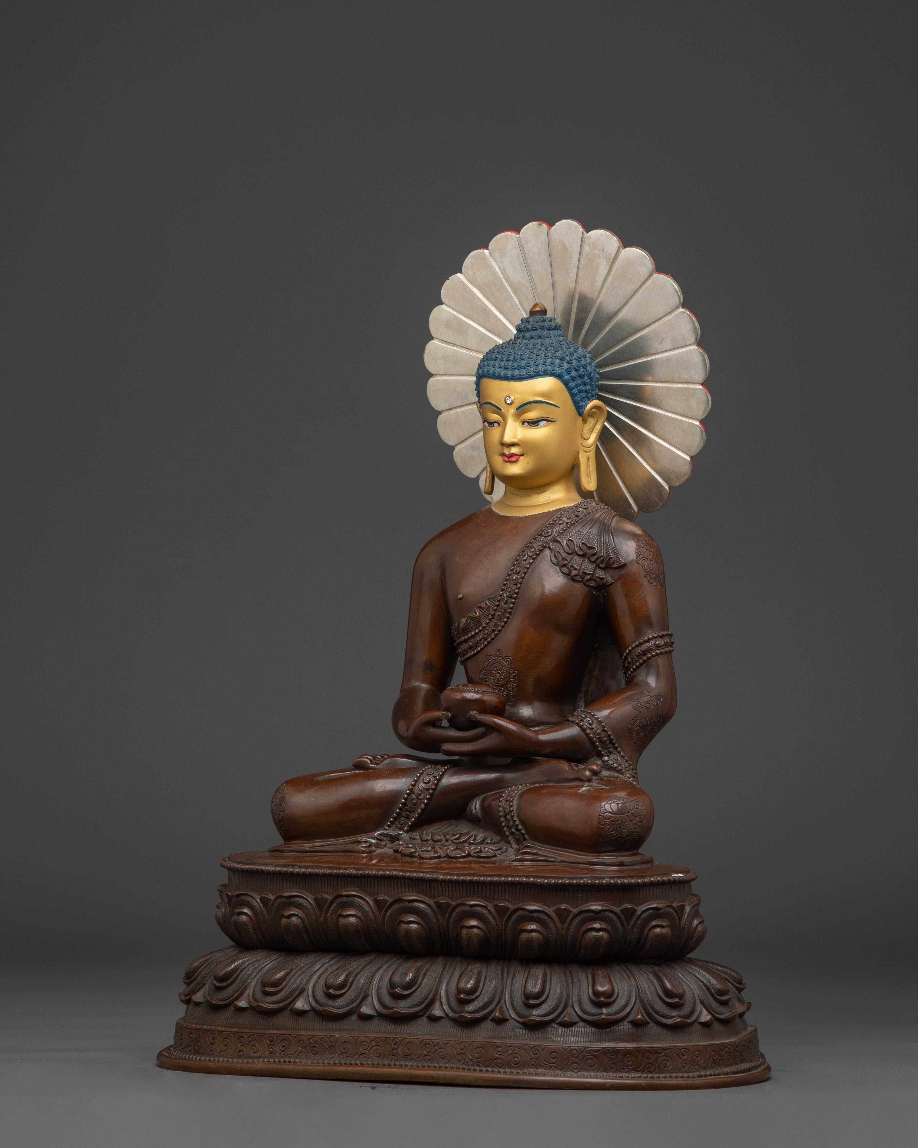Elegant Copper Amitabha Buddha Statue | TIbetan Spiritual Meditation Decor