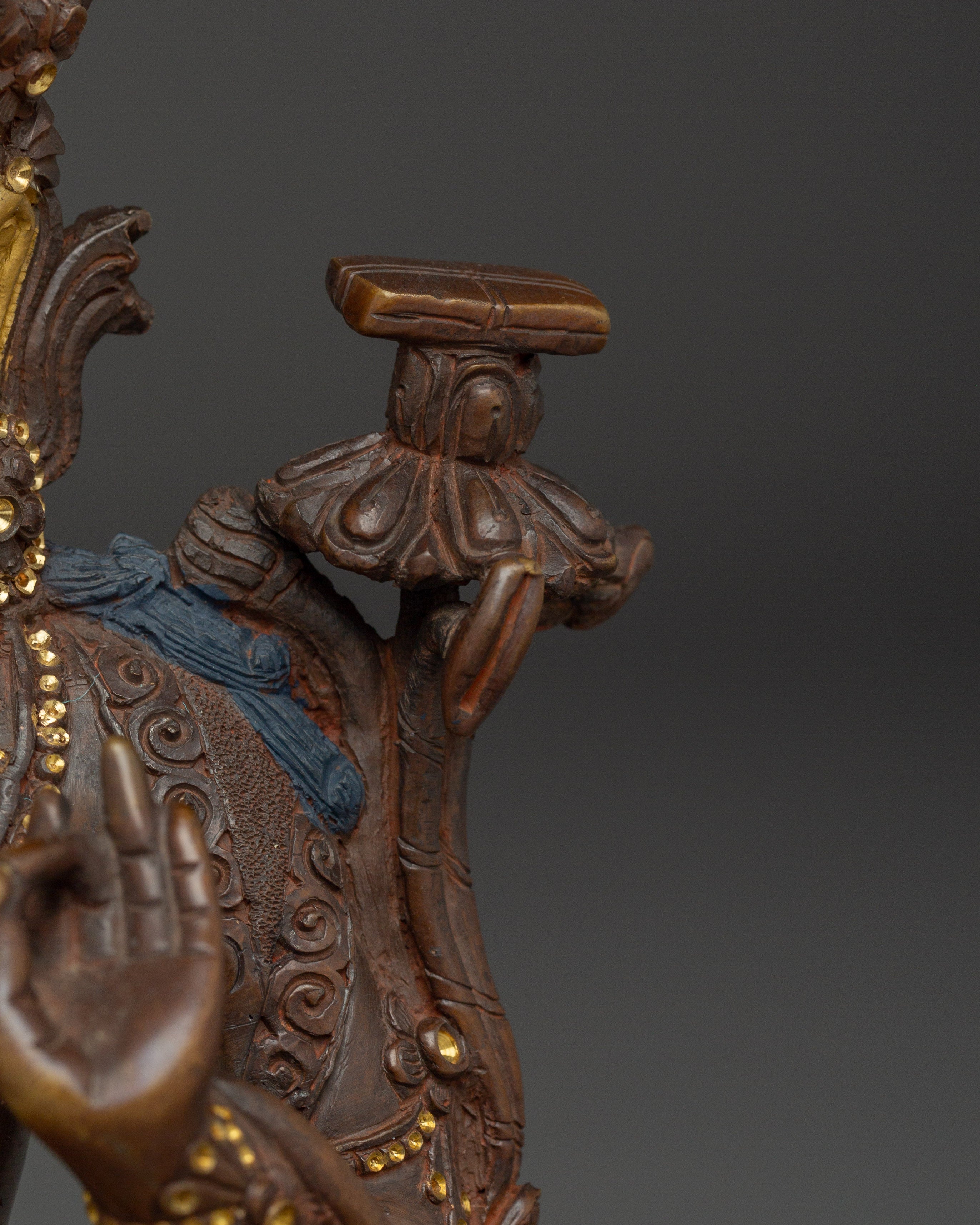 Copper Manjushri Statue for Meditation | Wisdom Deity for Altar & Spiritual Focus