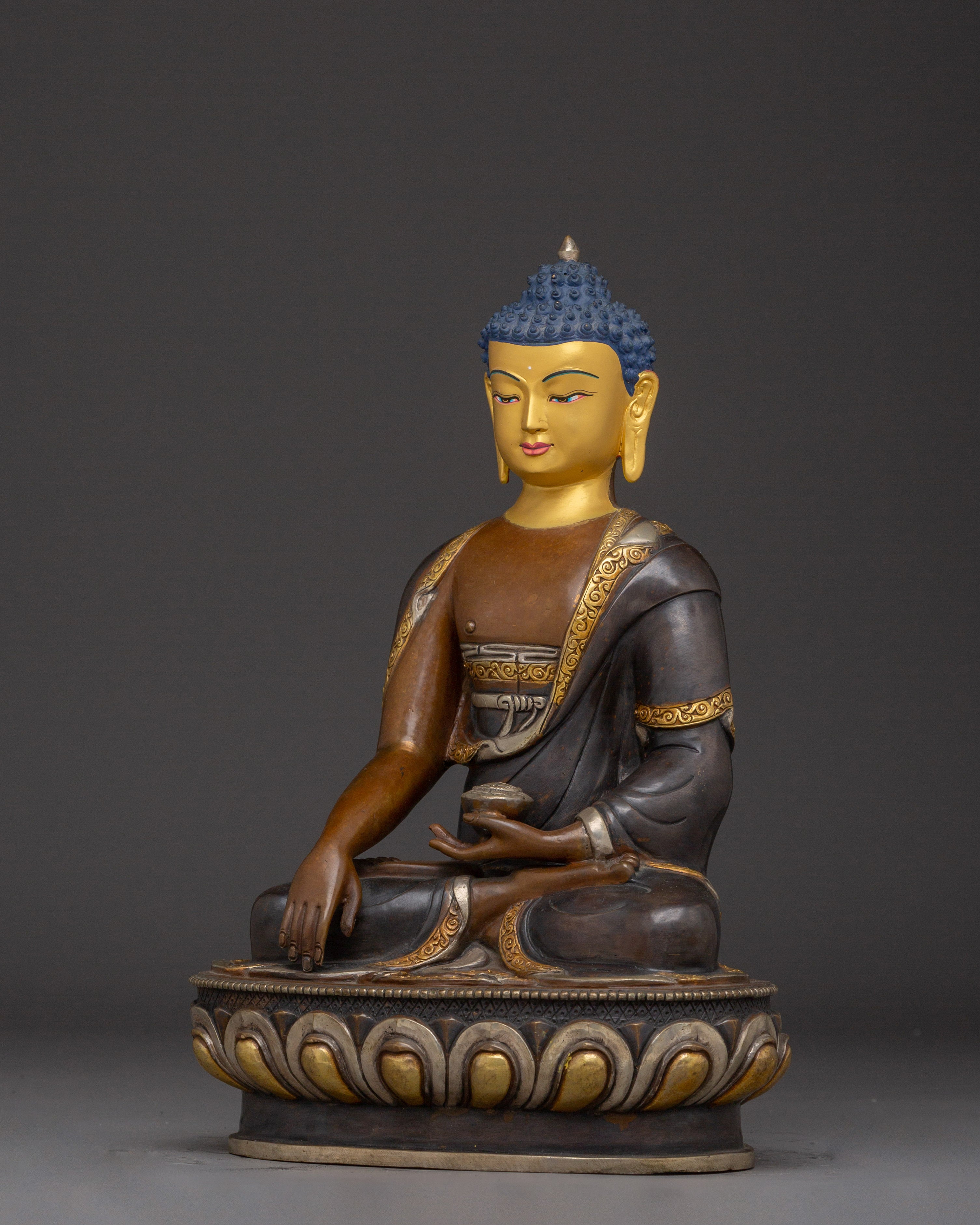 Elegant Oxidized Copper Shakyamuni Buddha Statue | Home Shrine & Mindfulness Practice