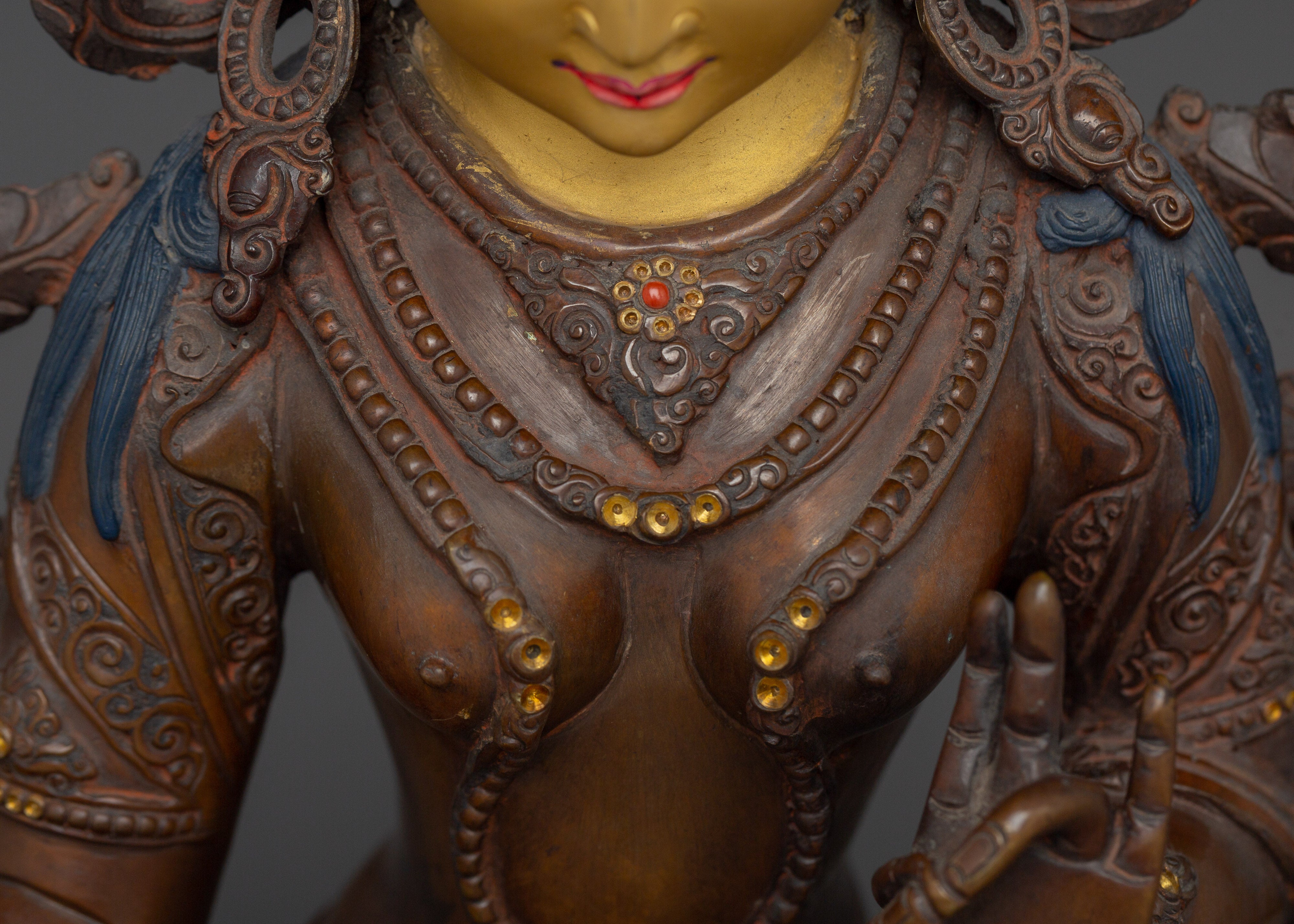 Handmade Exquisite Green Tara Art | Embodiment of Compassion and Swift Protection