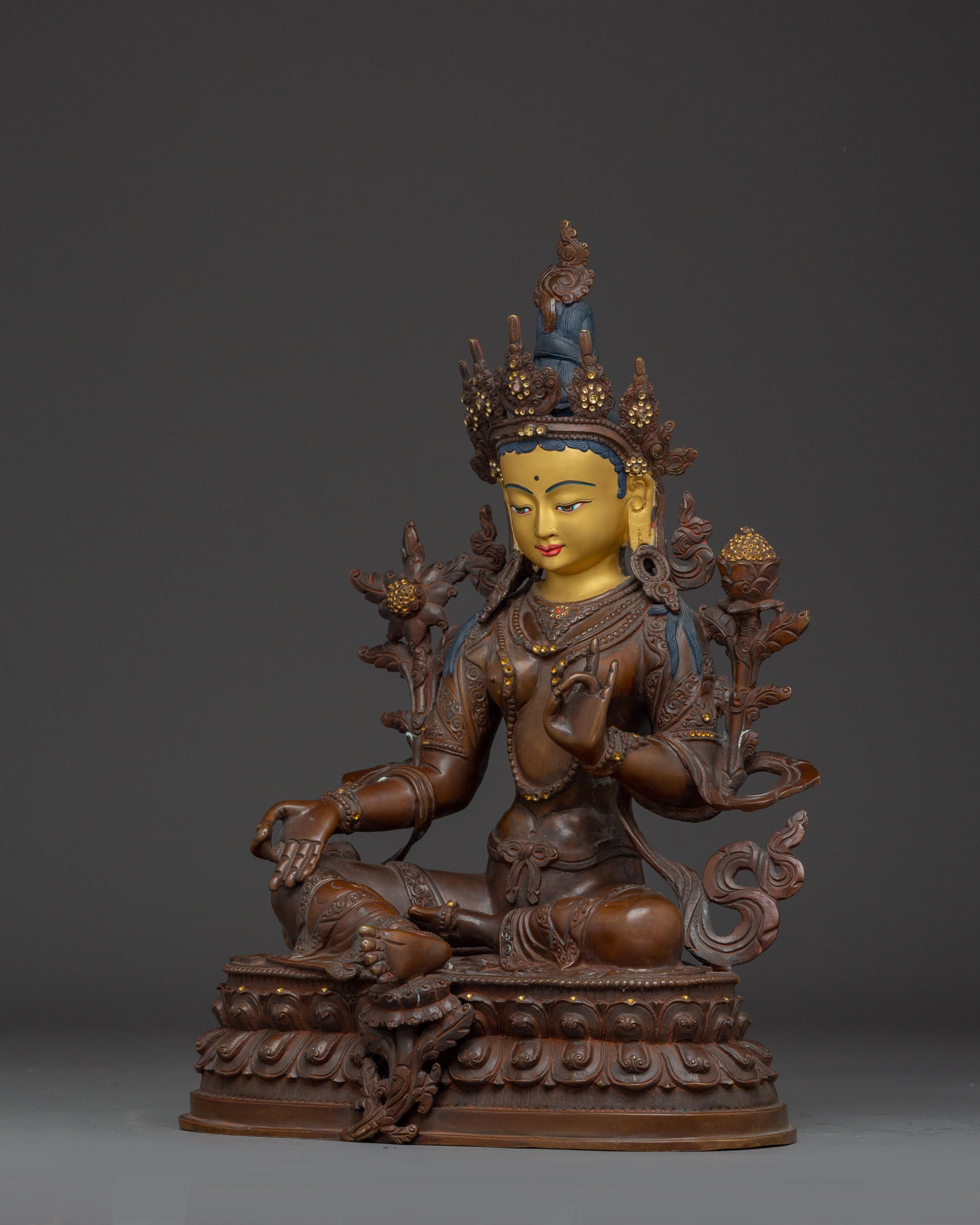 Handmade Exquisite Green Tara Art | Embodiment of Compassion and Swift Protection