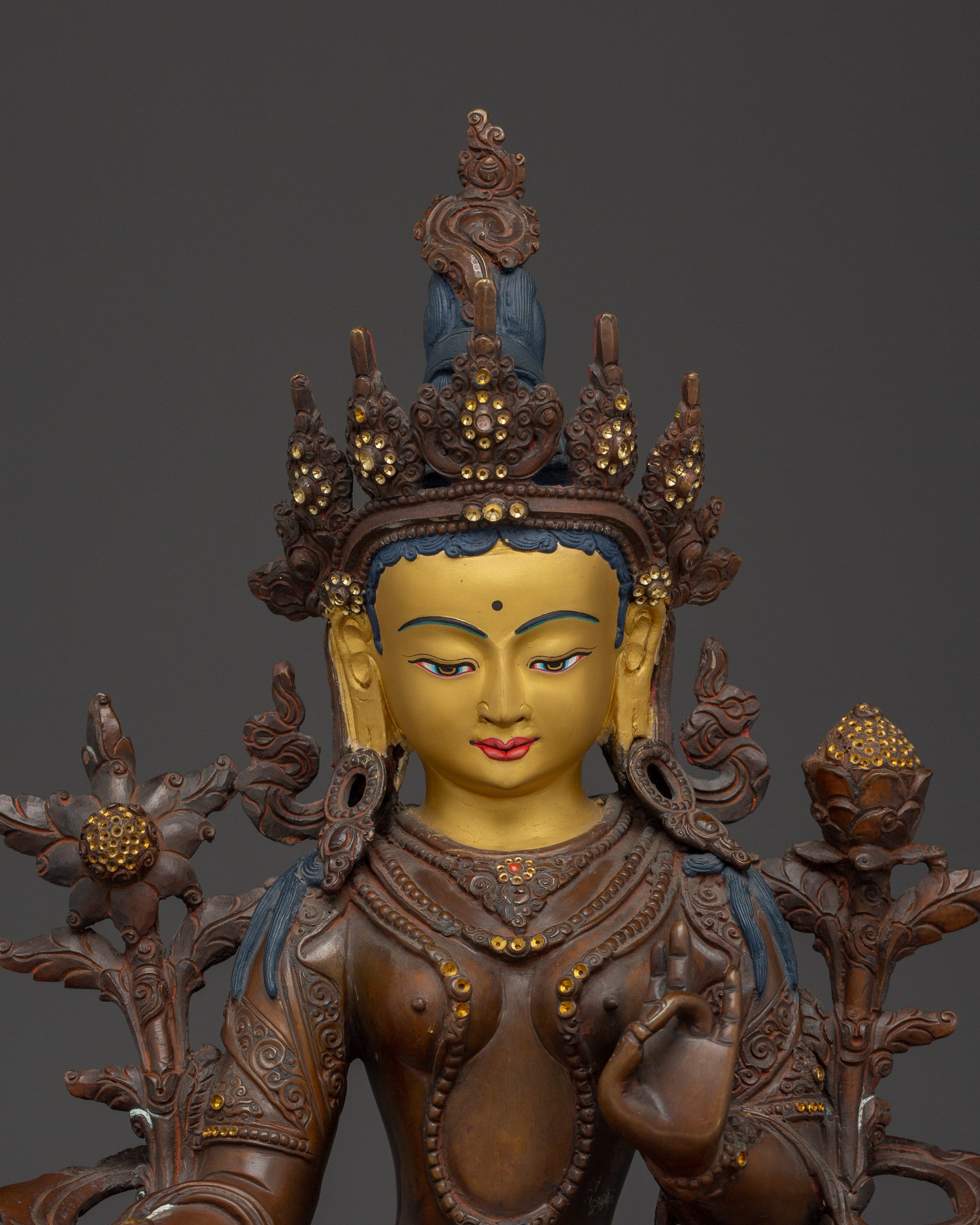 Handmade Exquisite Green Tara Art | Embodiment of Compassion and Swift Protection