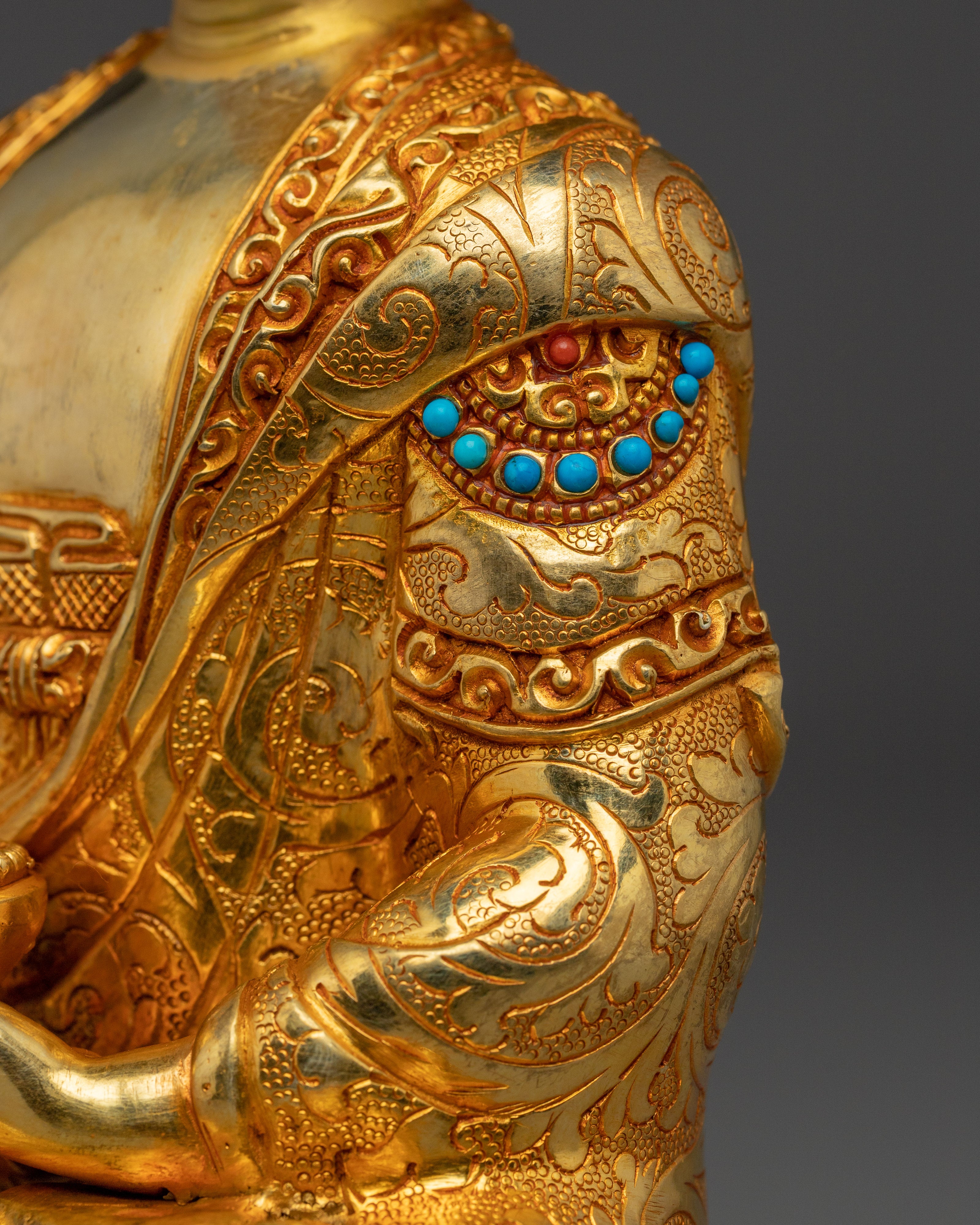 Buddha Enlightenment Statue Shakyamuni | Copper Body 8.1" Sculpture