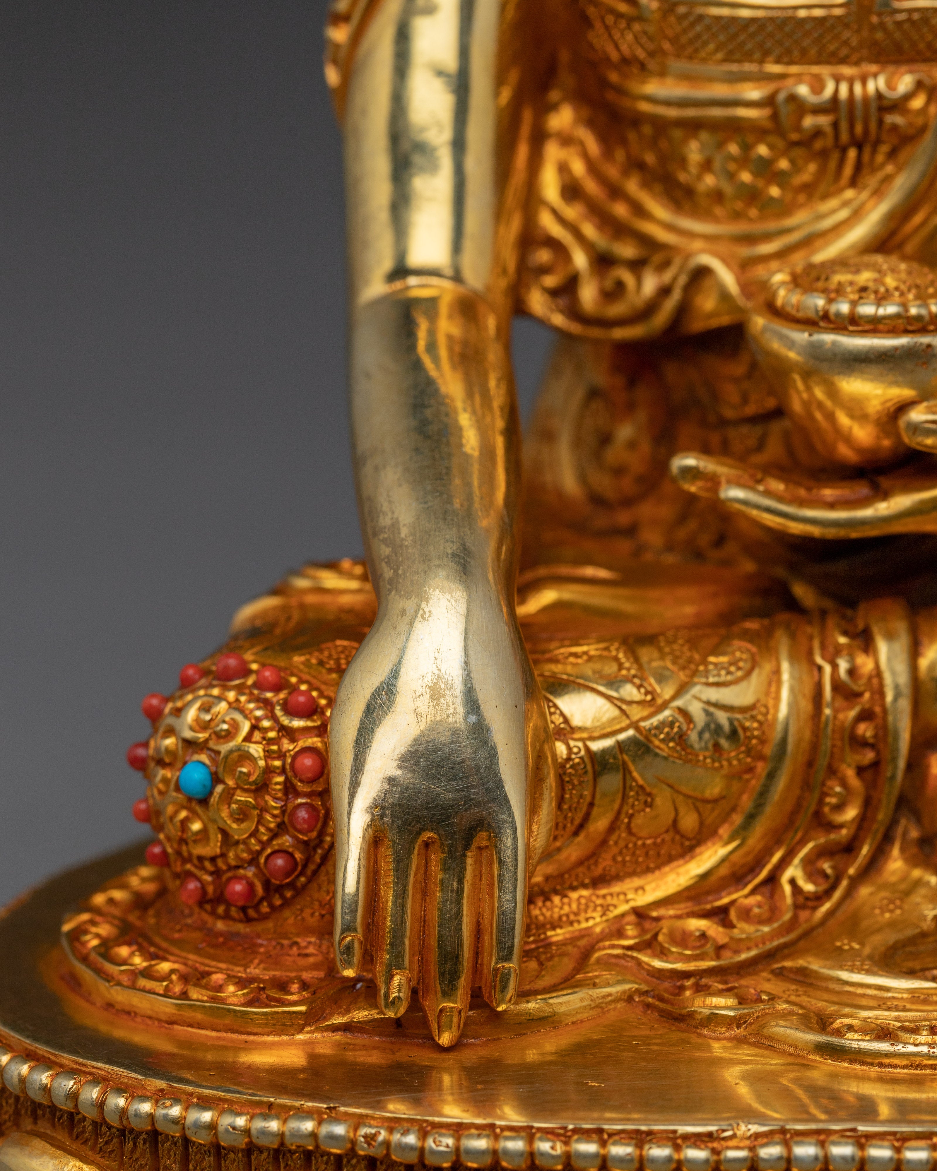 Buddha Enlightenment Statue Shakyamuni | Copper Body 8.1" Sculpture