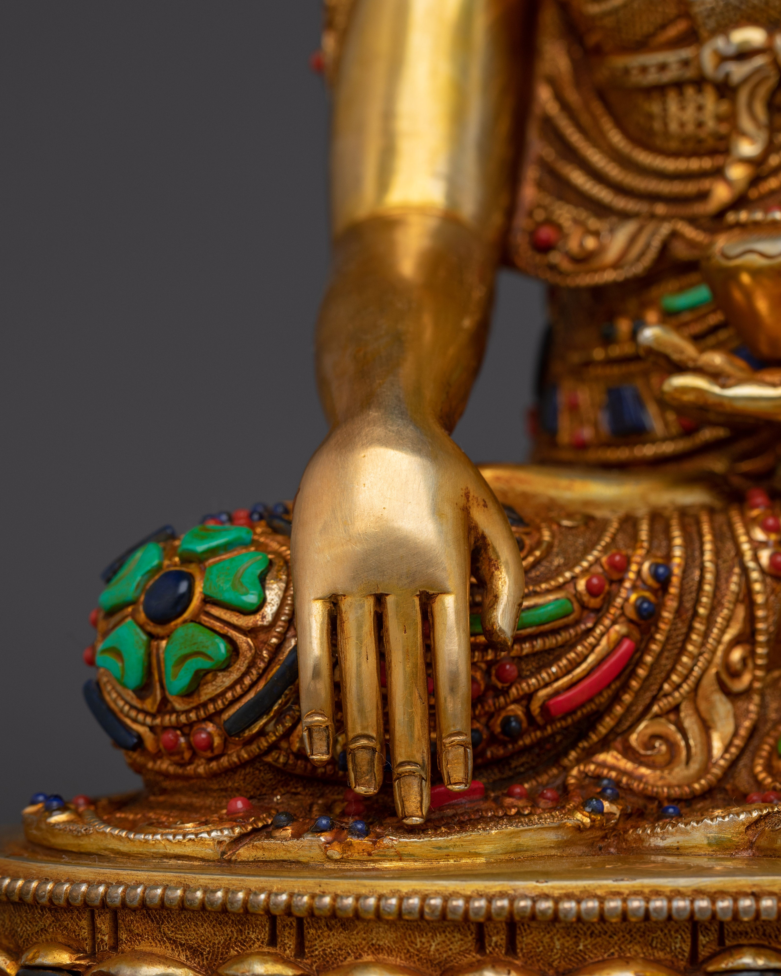 Shakyamuni Buddha with Gold Copper Body | Spiritual Decor