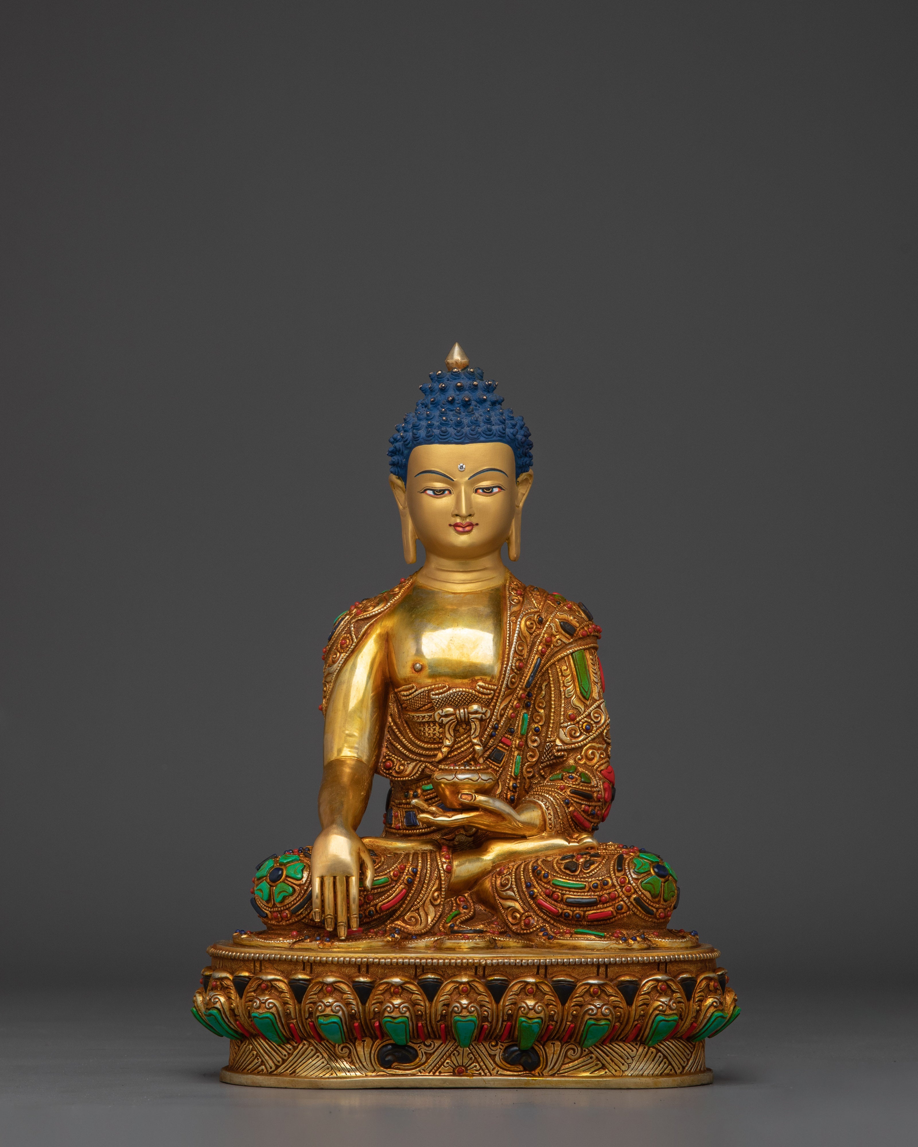 Shakyamuni Buddha with Gold Copper Body | Spiritual Decor