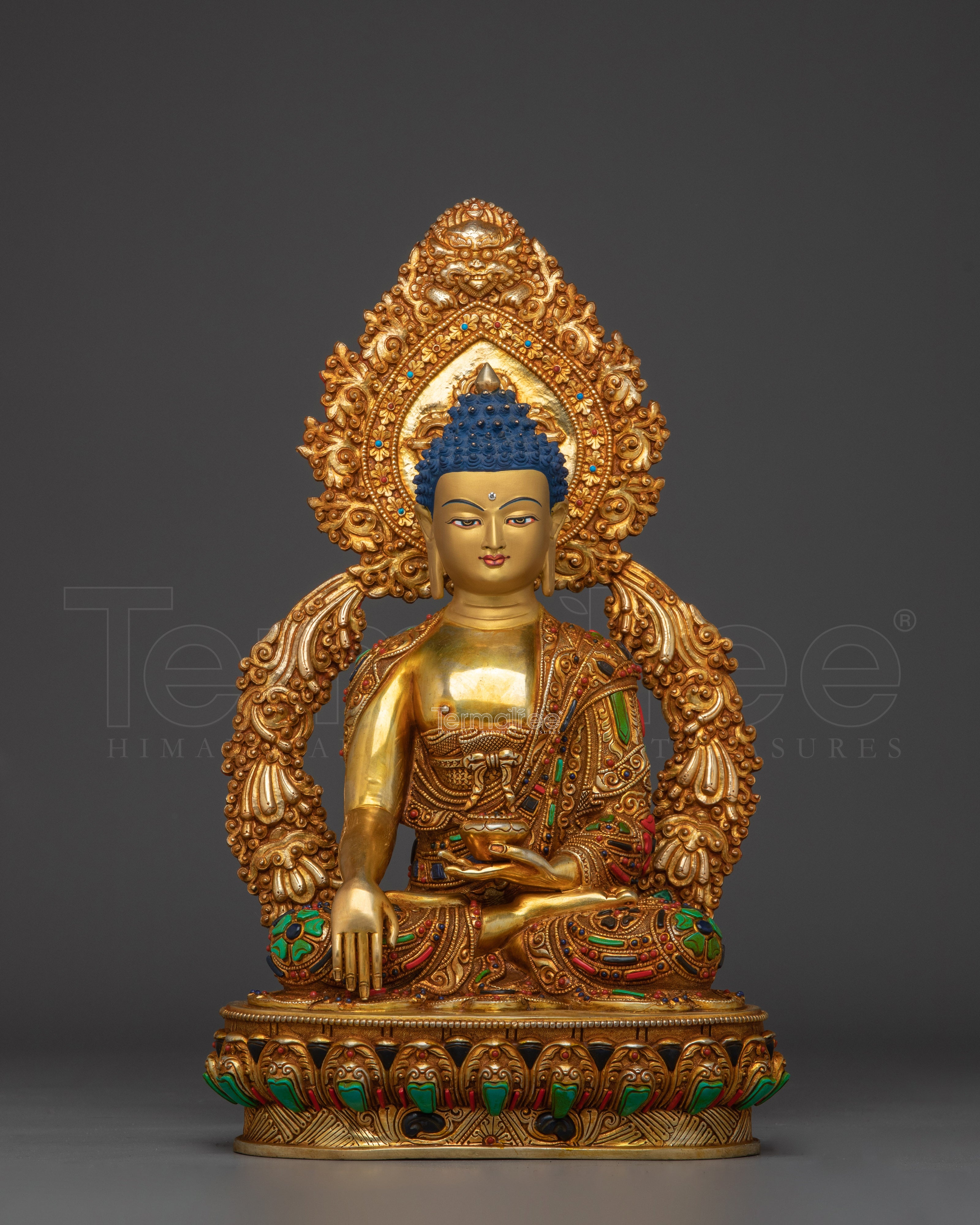 Shakyamuni Buddha with Gold Copper Body | Spiritual Decor