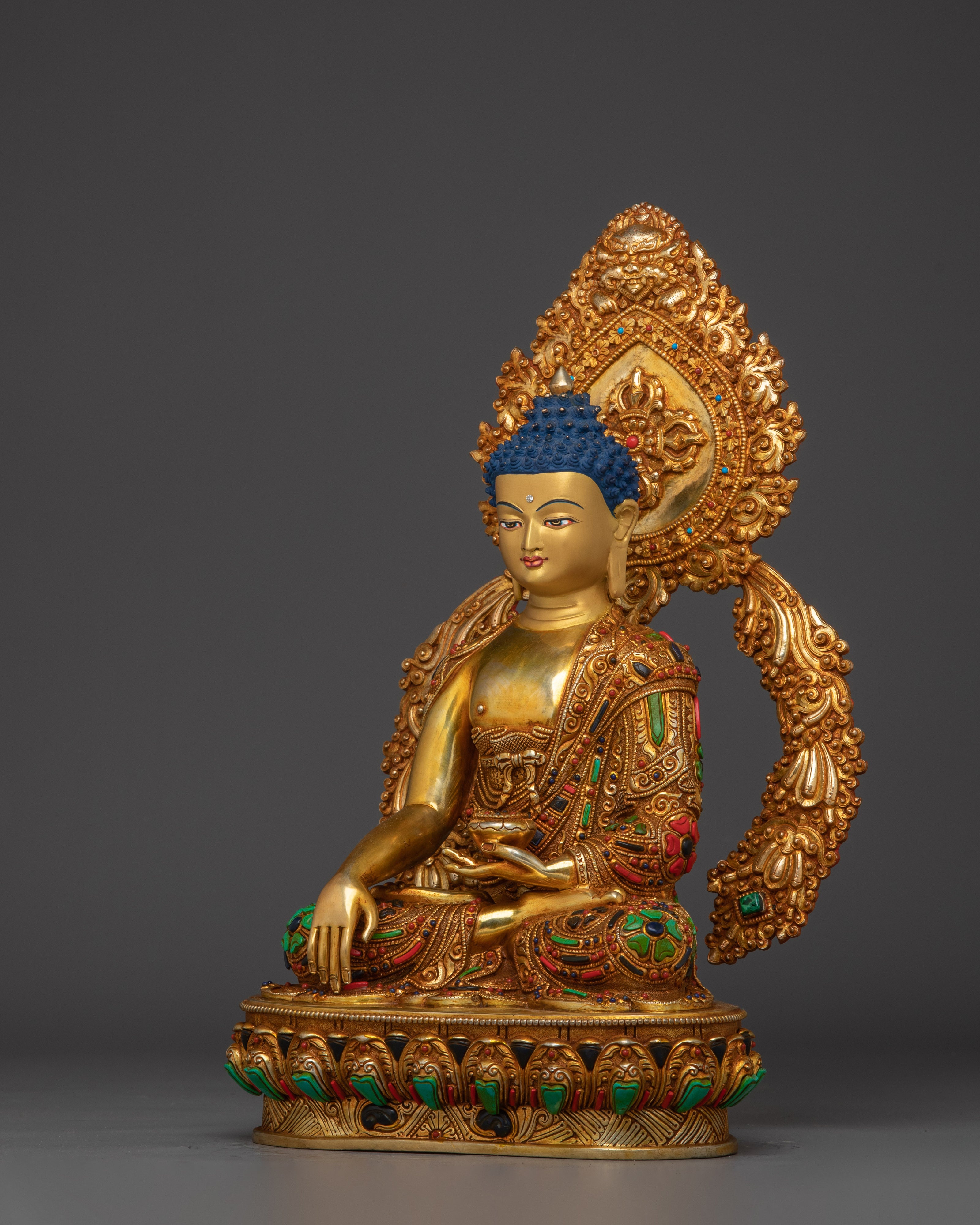 Shakyamuni Buddha with Gold Copper Body | Spiritual Decor