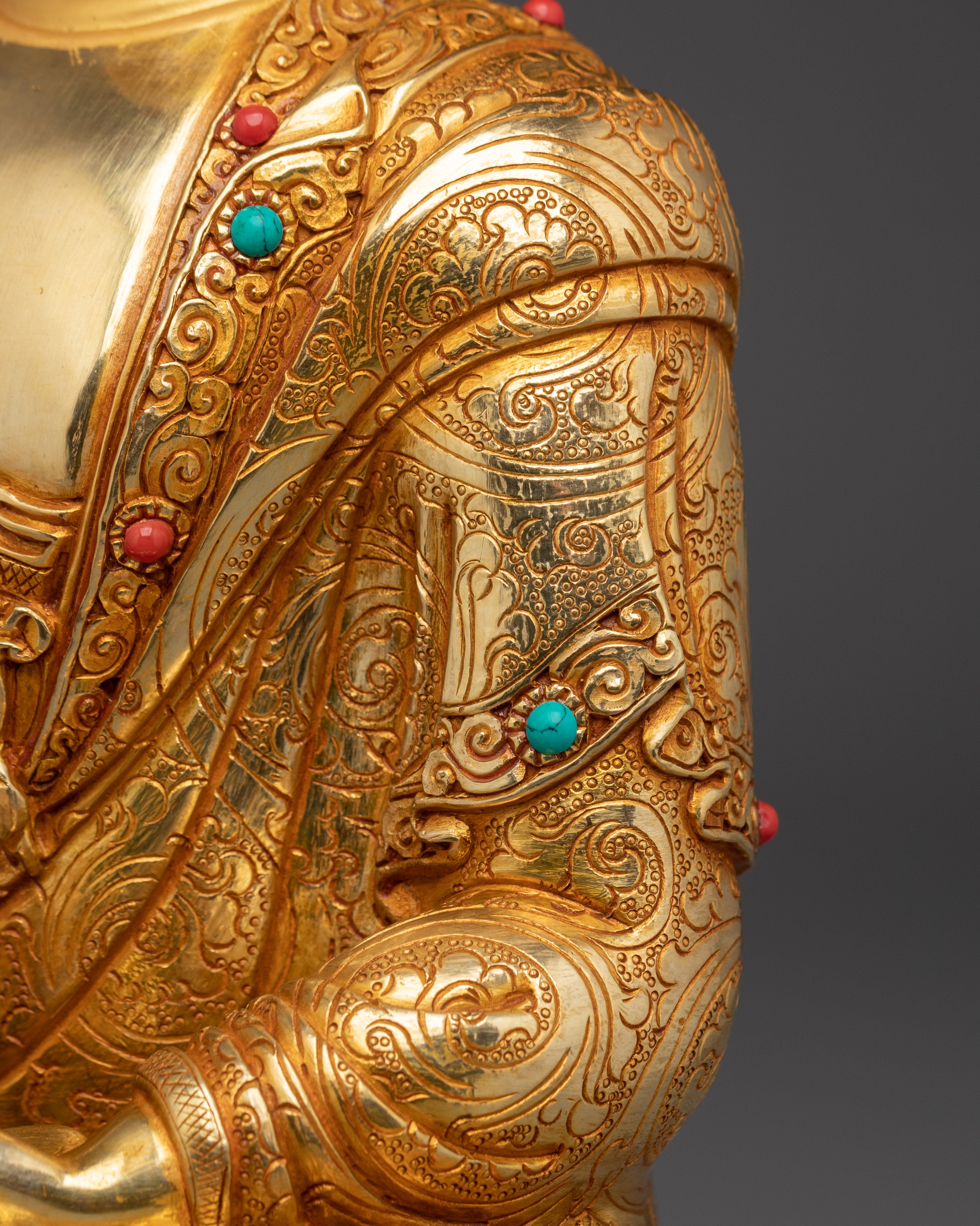 Serene Amitabha Buddha Golden Statue | Dharmakara - 48 Great Vows