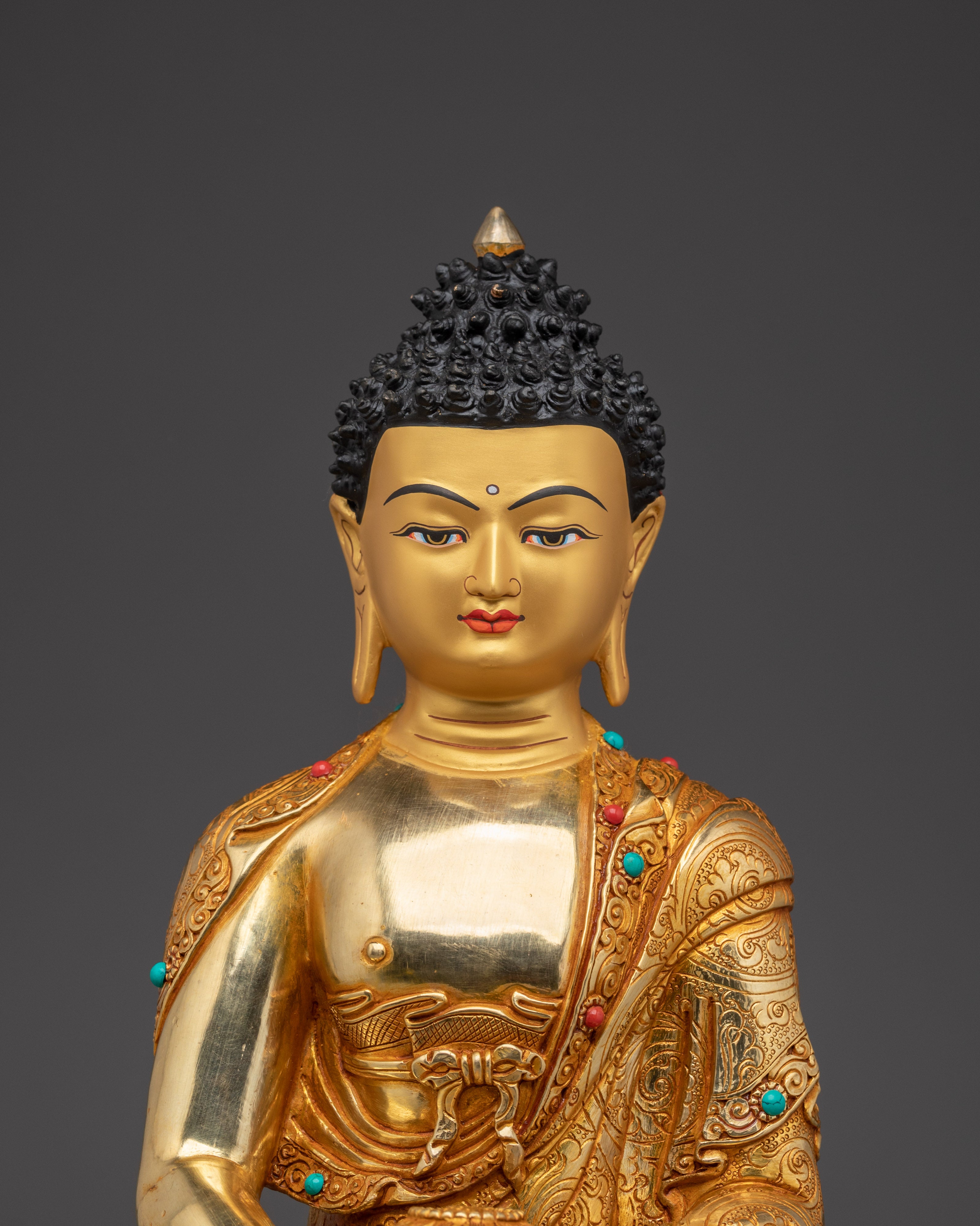 Serene Amitabha Buddha Golden Statue | Dharmakara - 48 Great Vows