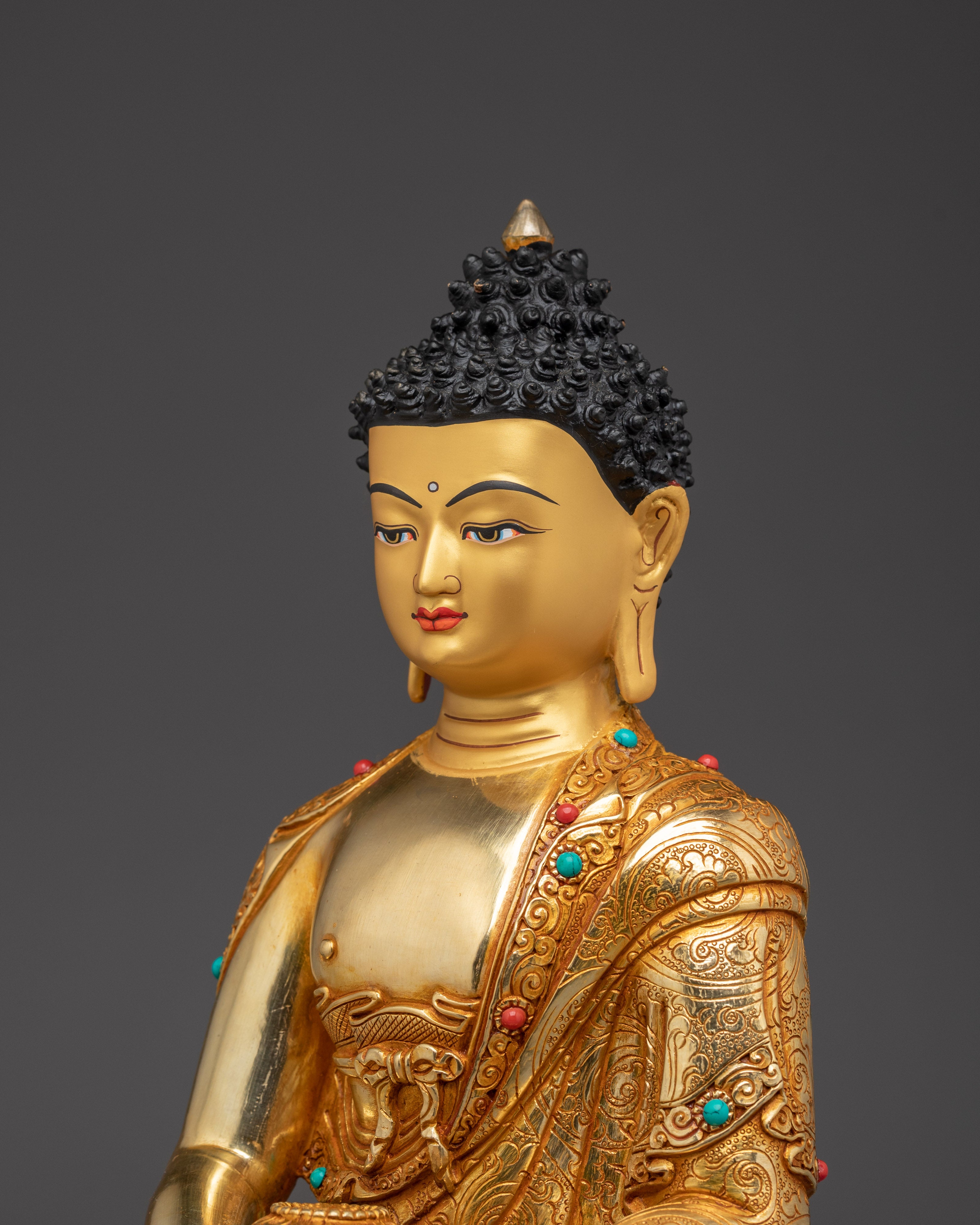 Serene Amitabha Buddha Golden Statue | Dharmakara - 48 Great Vows