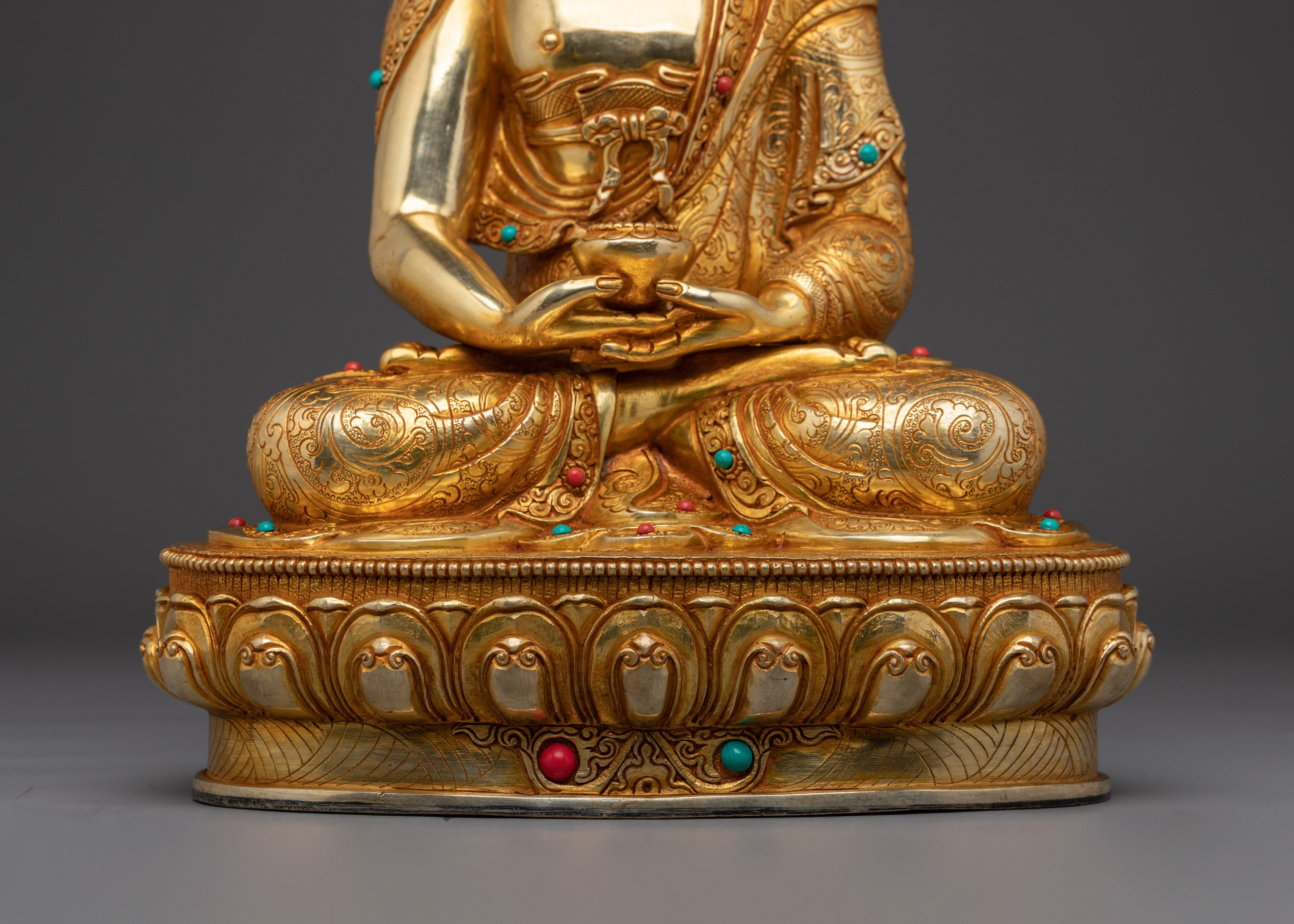 Serene Amitabha Buddha Golden Statue | Dharmakara - 48 Great Vows
