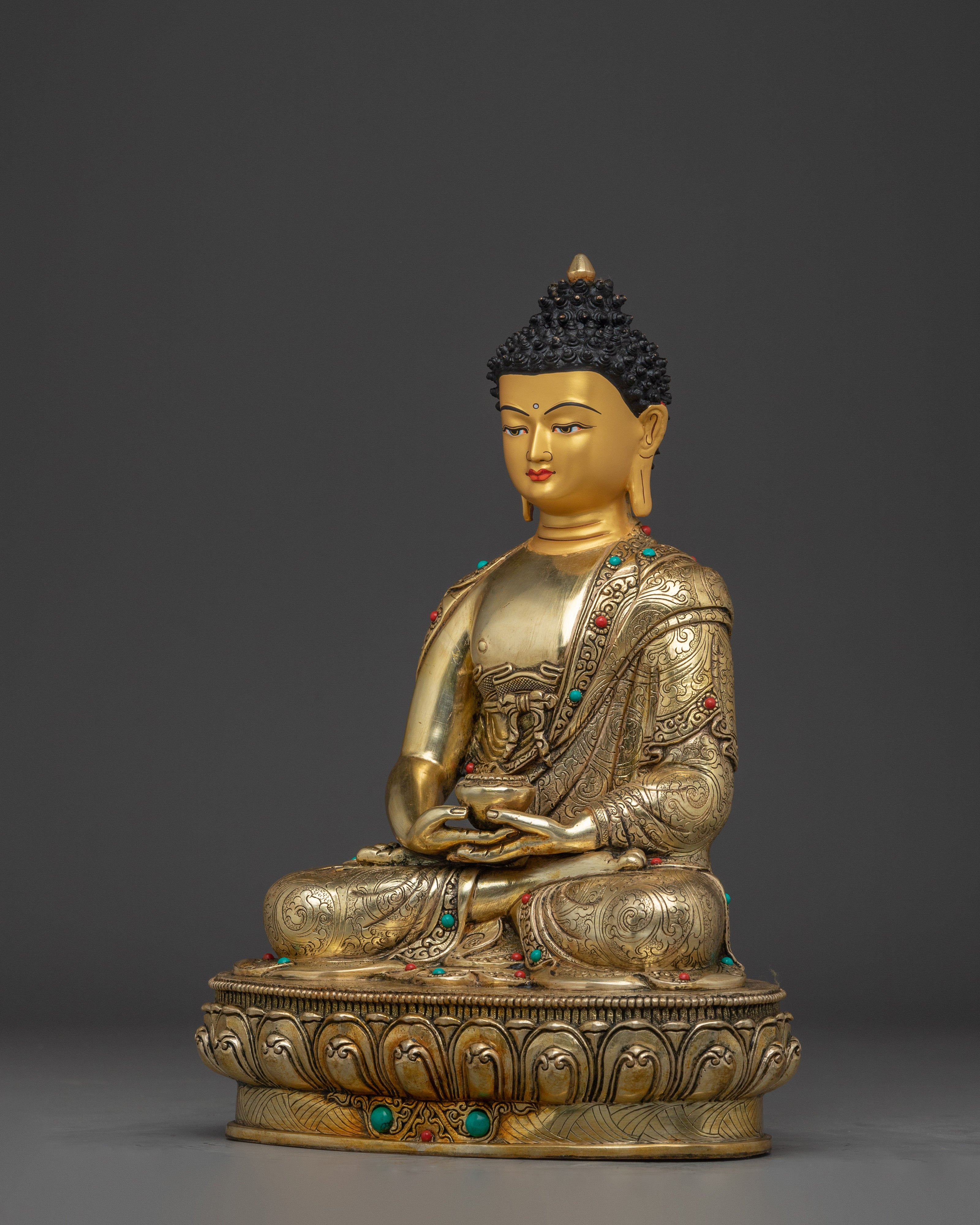 Amitabha Buddha Peaceful Light Copper Statue | Himalayan Handmade Artwork