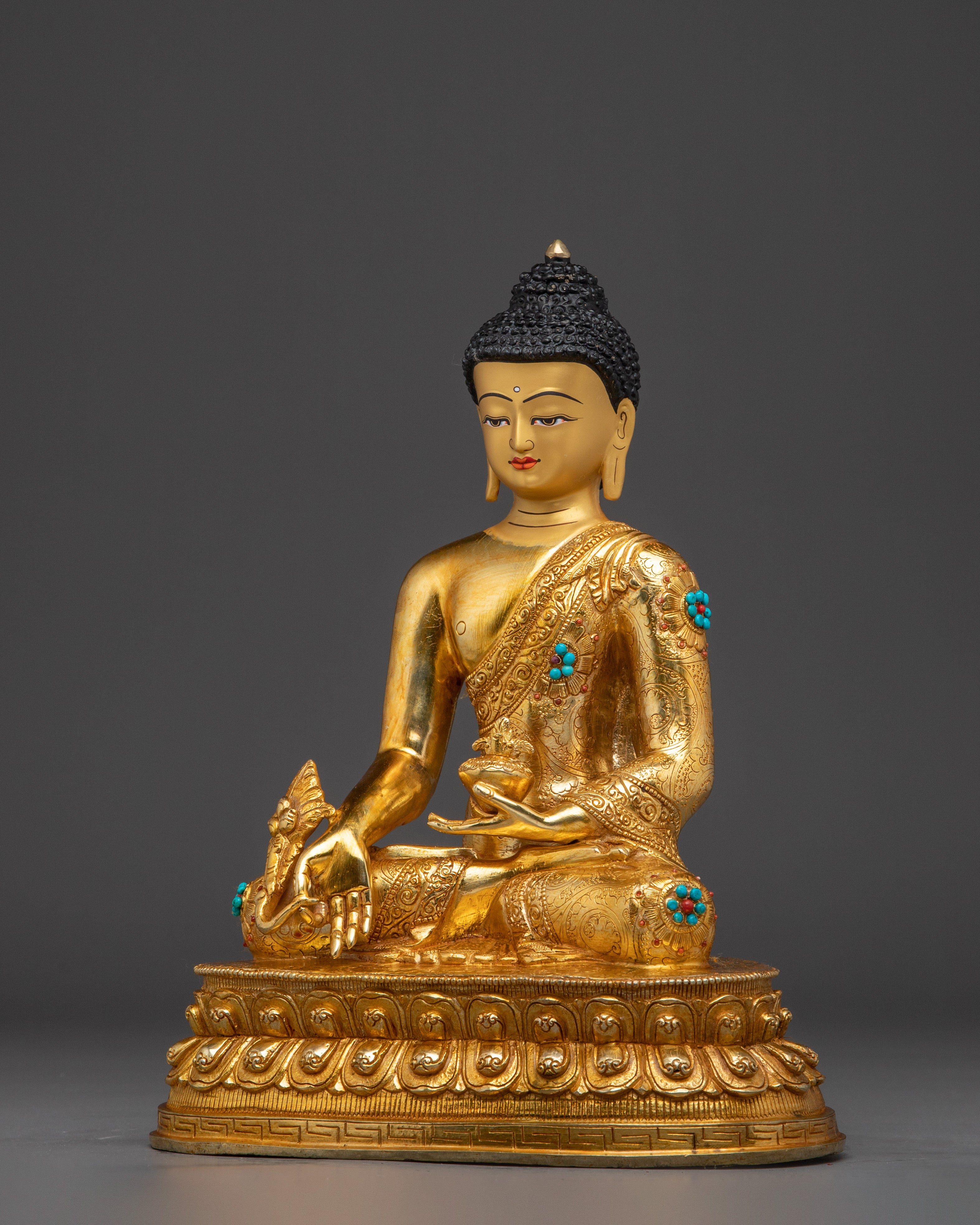 Medicine Buddha Healing Copper Statue | Bhaiṣajyaguru Himalayan Artwork