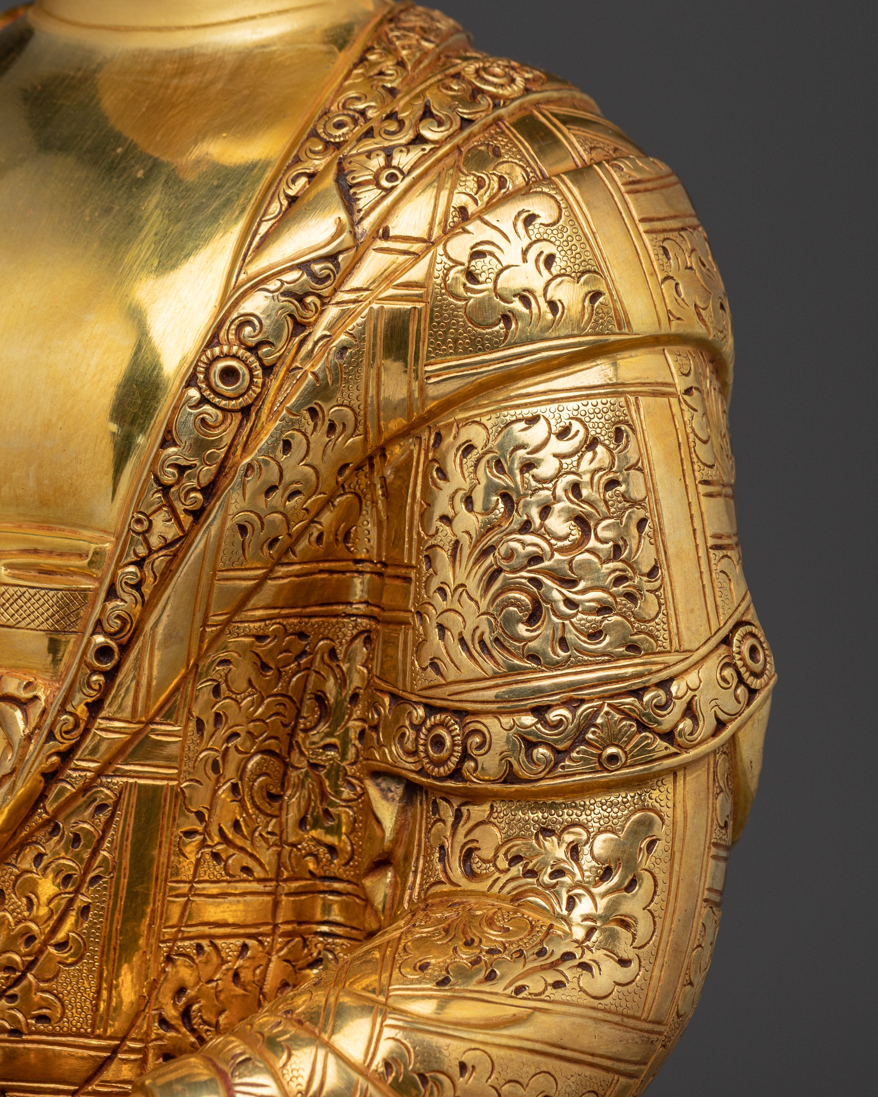 Amitabha Buddha Golden Handmade Copper Statue | 48 Great Vows Buddha