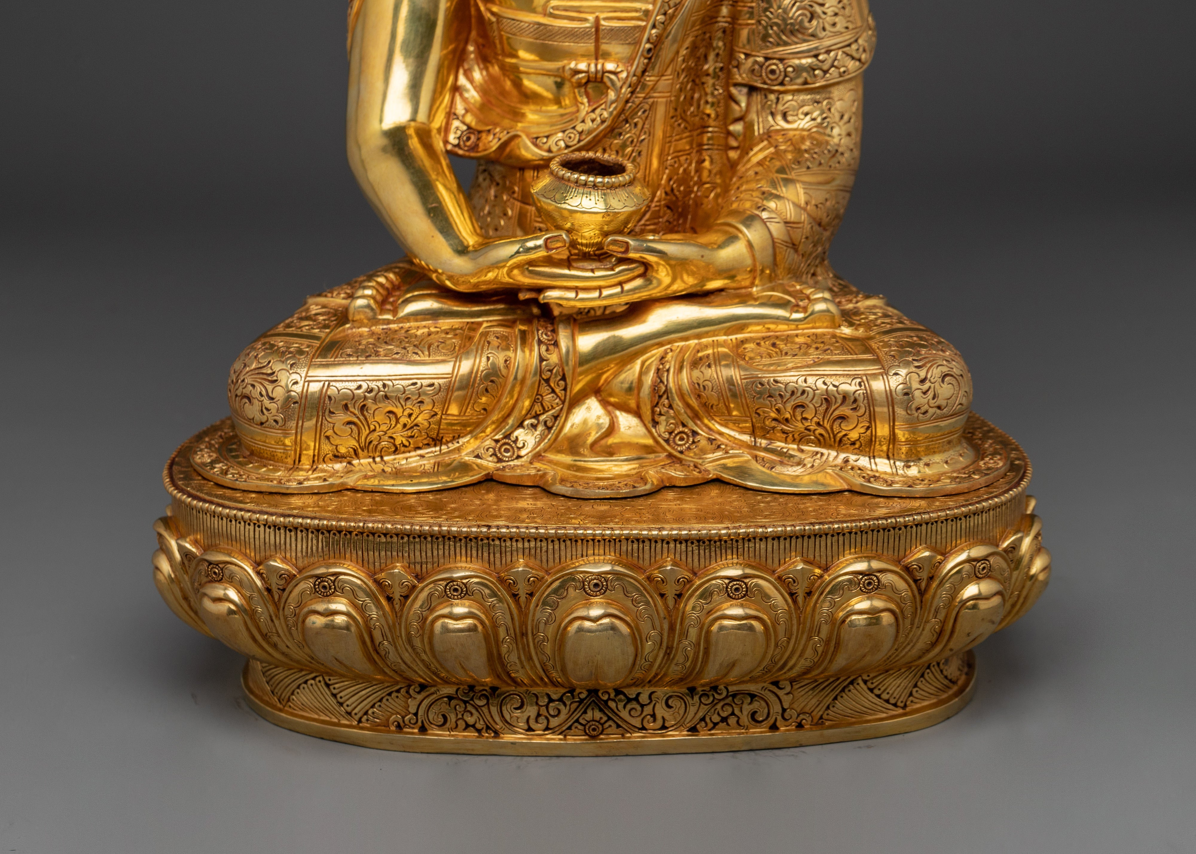 Amitabha Buddha Golden Handmade Copper Statue | 48 Great Vows Buddha