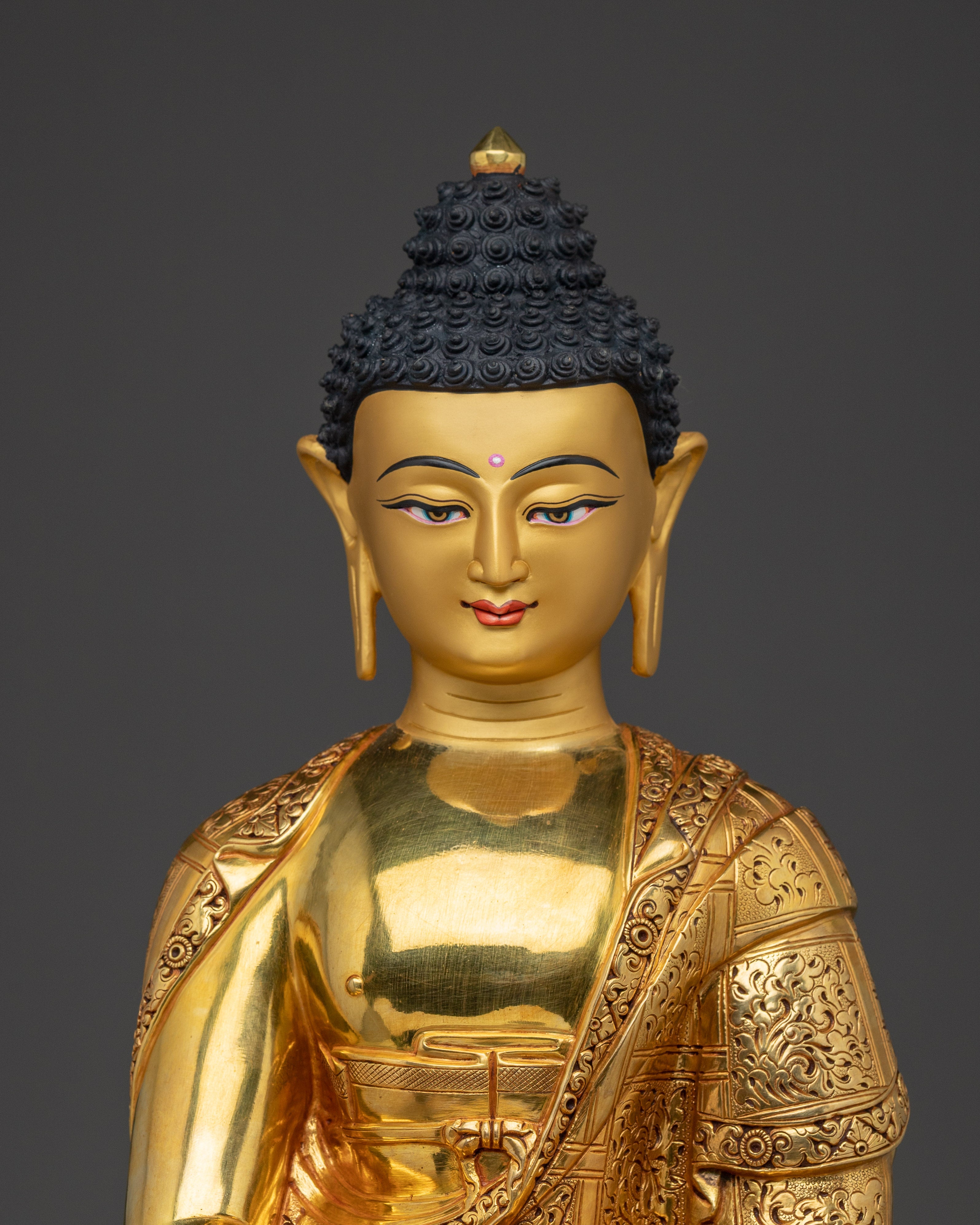 Amitabha Buddha Golden Handmade Copper Statue | 48 Great Vows Buddha