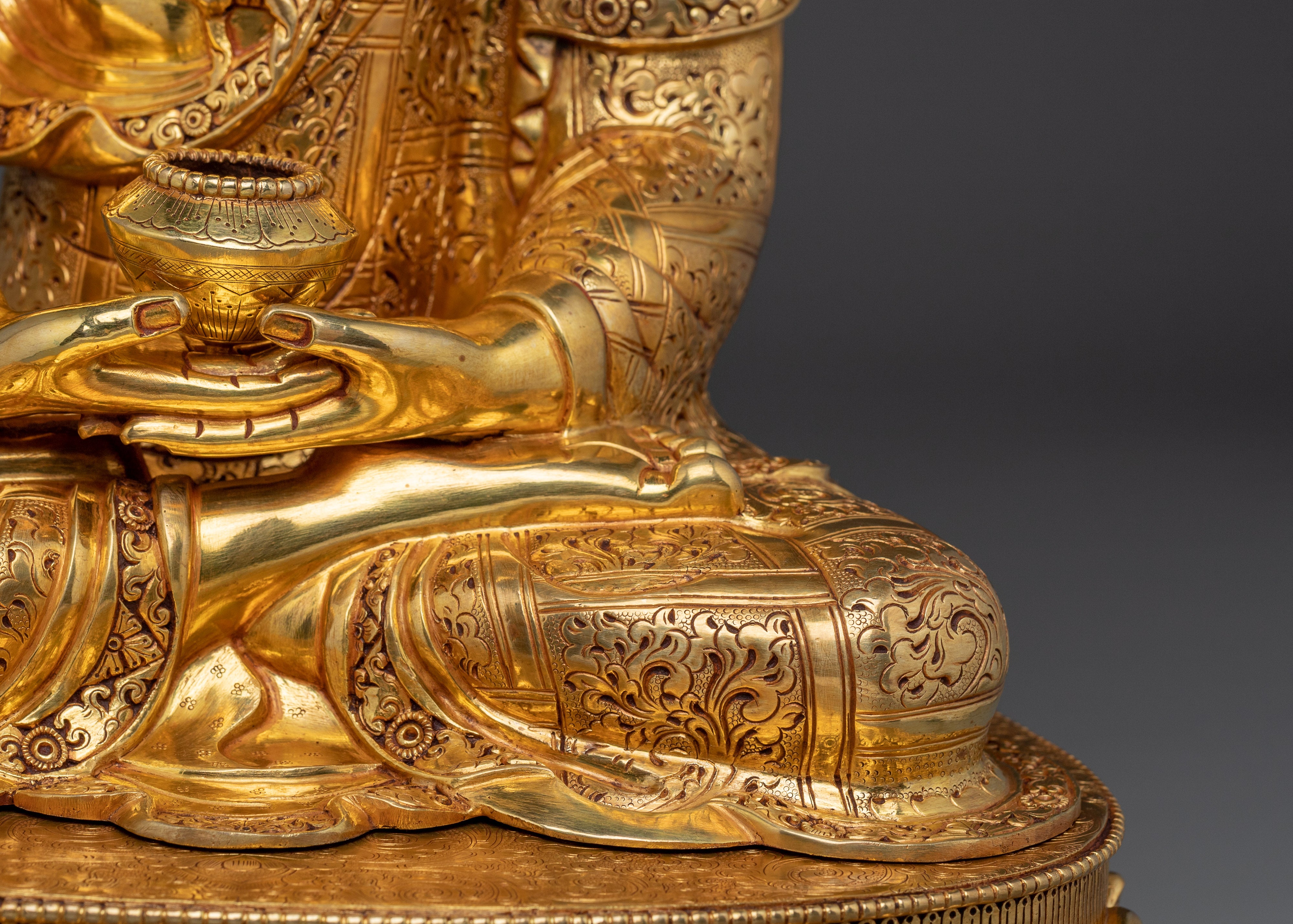 Amitabha Buddha Golden Handmade Copper Statue | 48 Great Vows Buddha