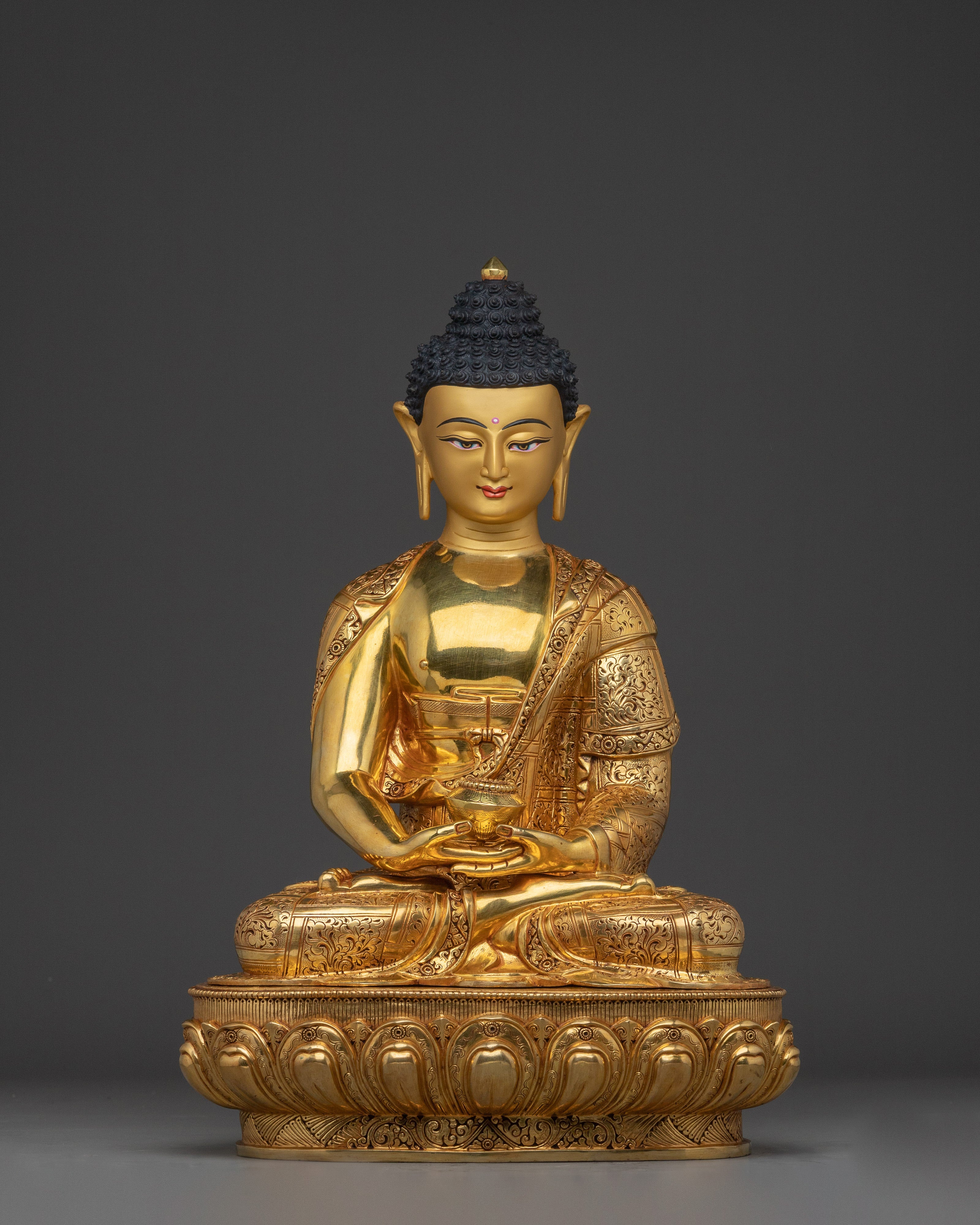 Amitabha Buddha Golden Handmade Copper Statue | 48 Great Vows Buddha