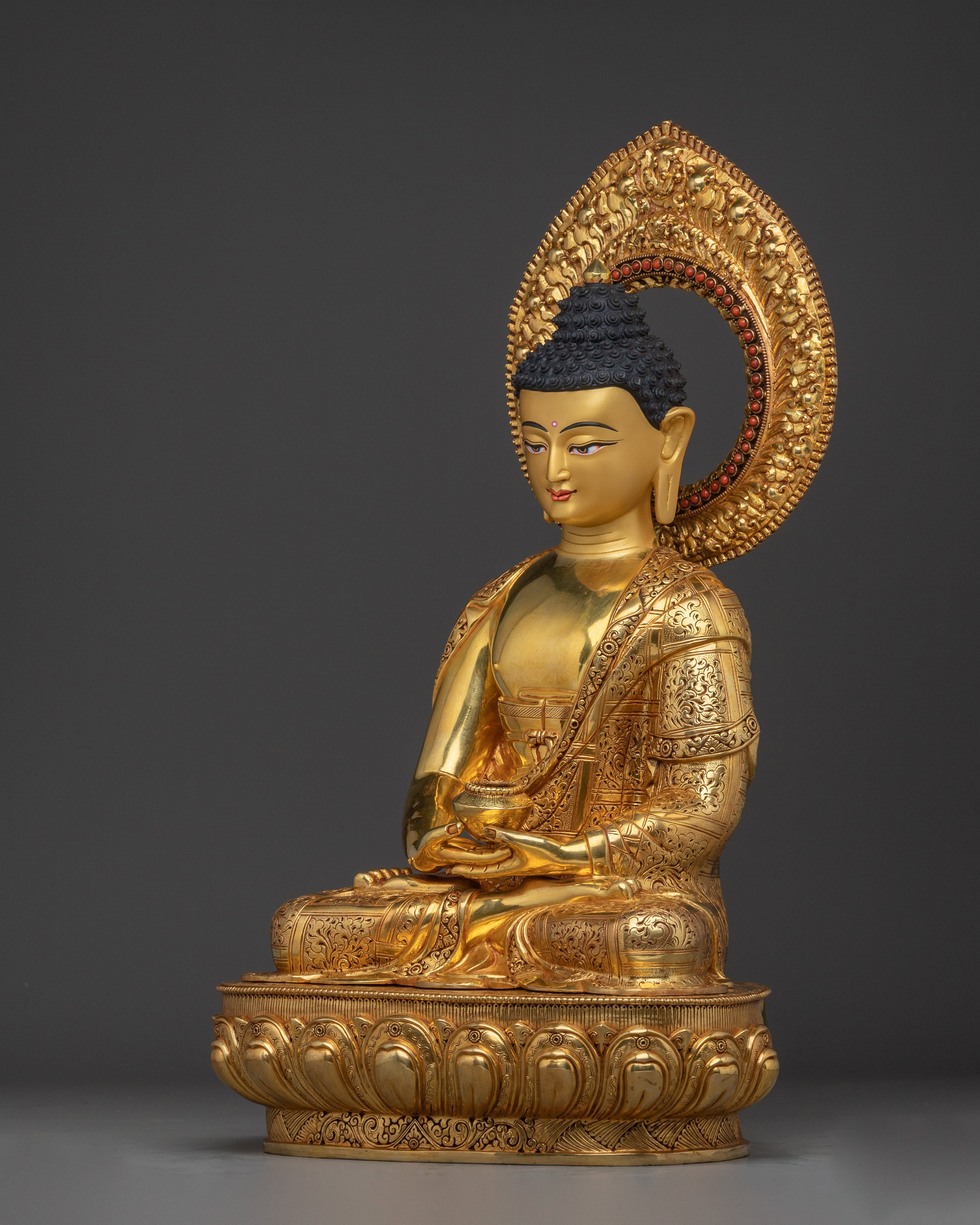 Amitabha Buddha Golden Handmade Copper Statue | 48 Great Vows Buddha
