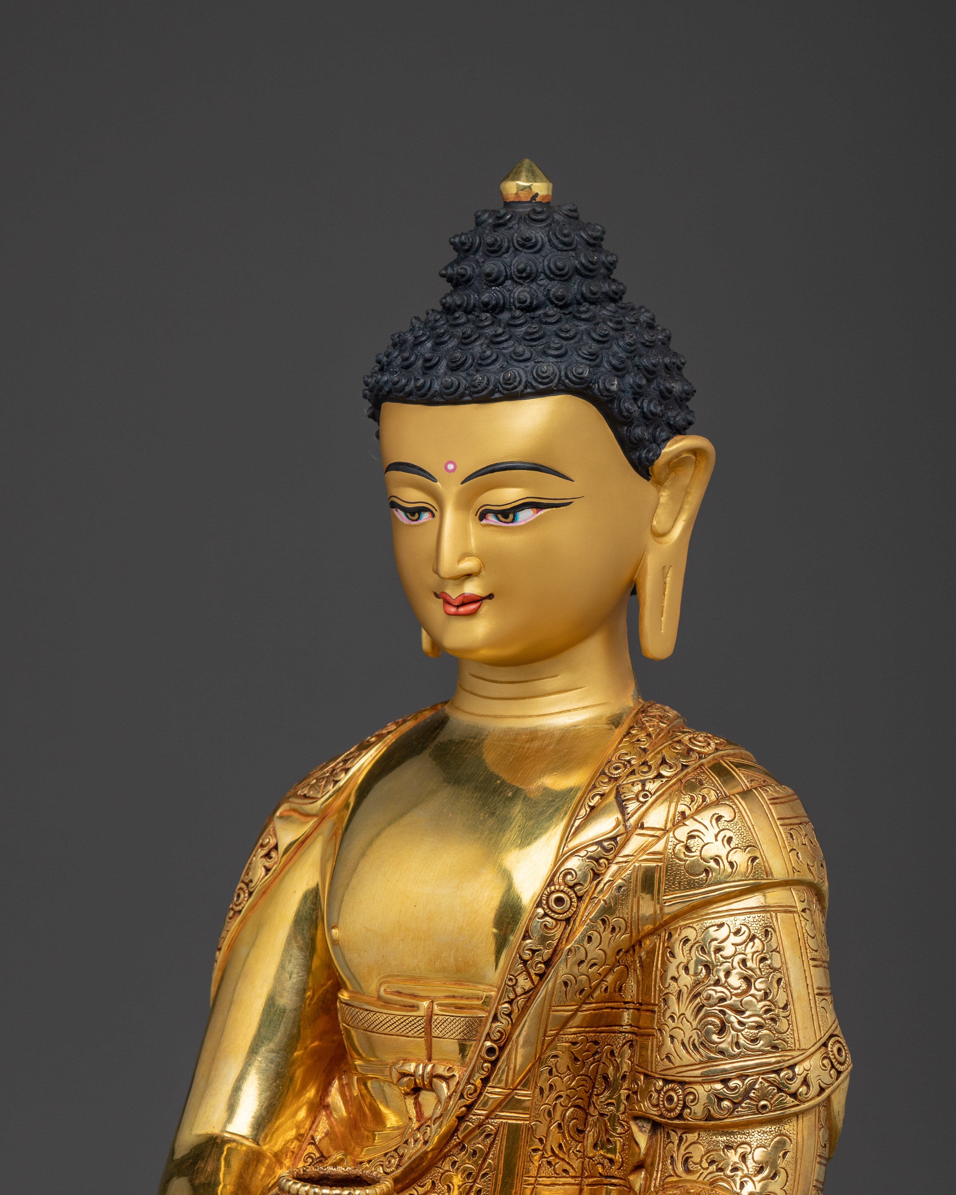 Amitabha Buddha Golden Handmade Copper Statue | 48 Great Vows Buddha