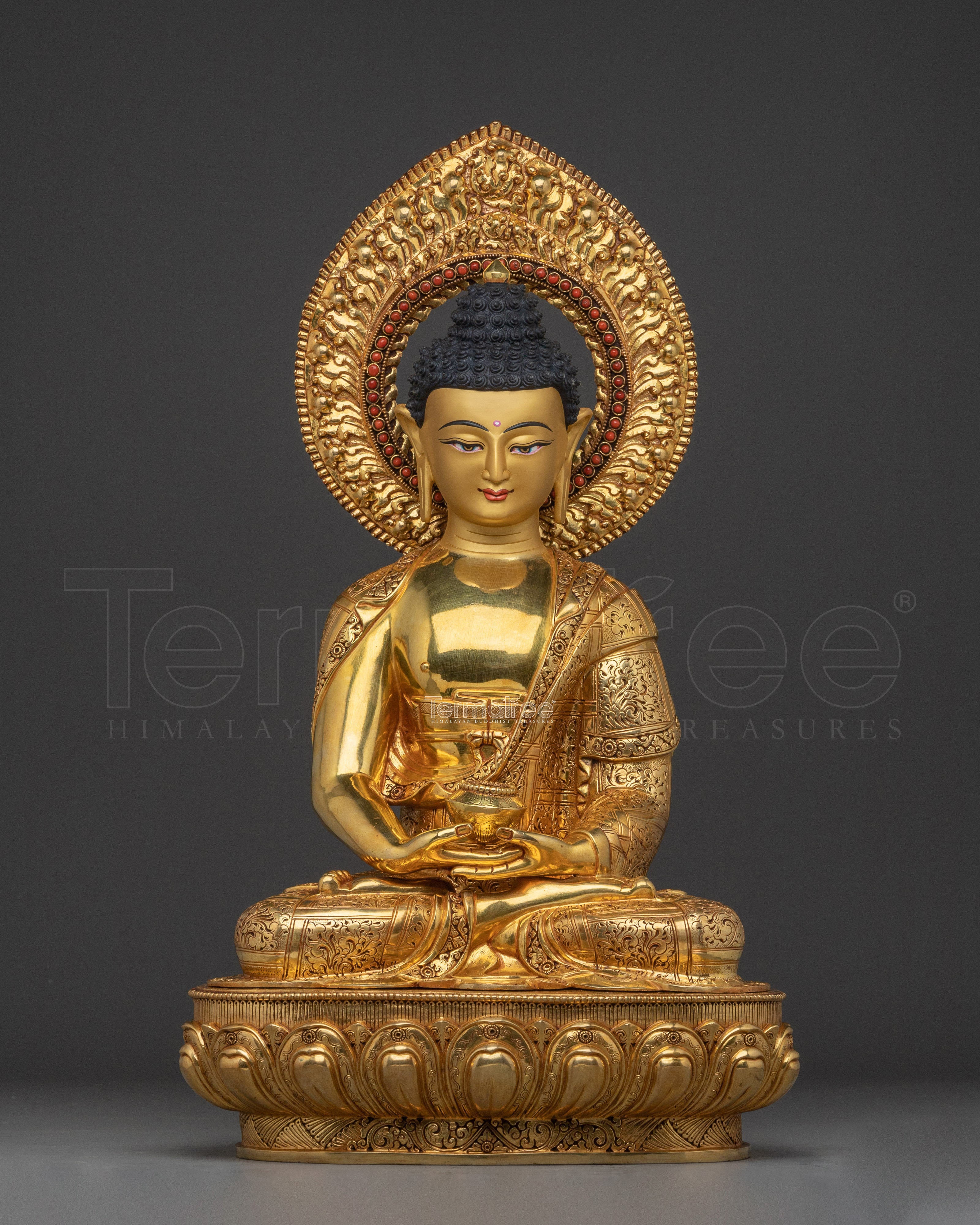 Amitabha Buddha Golden Handmade Copper Statue | 48 Great Vows Buddha
