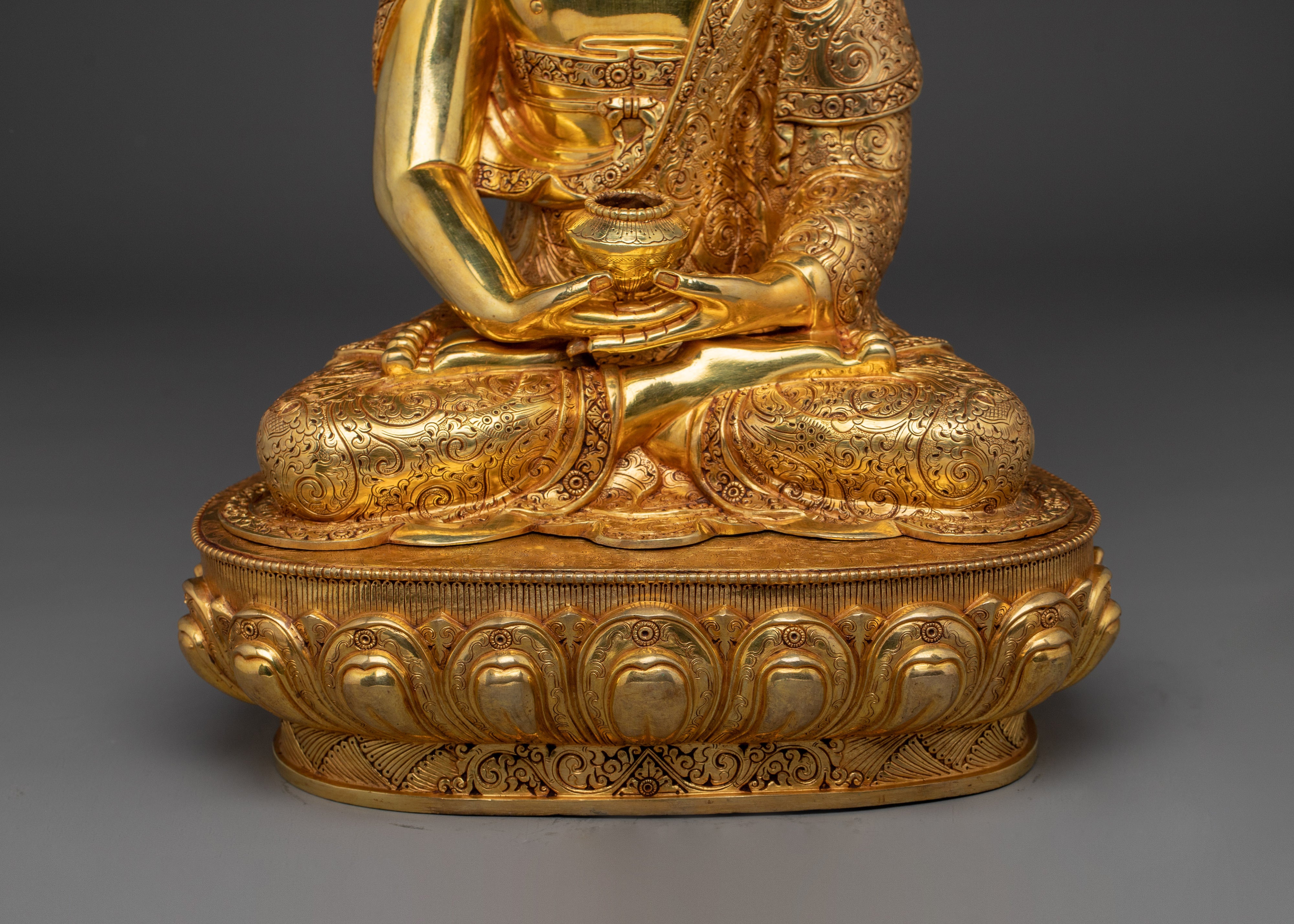 Serene Amitabha Buddha Golden Copper Statue | Ruler of the Pure land