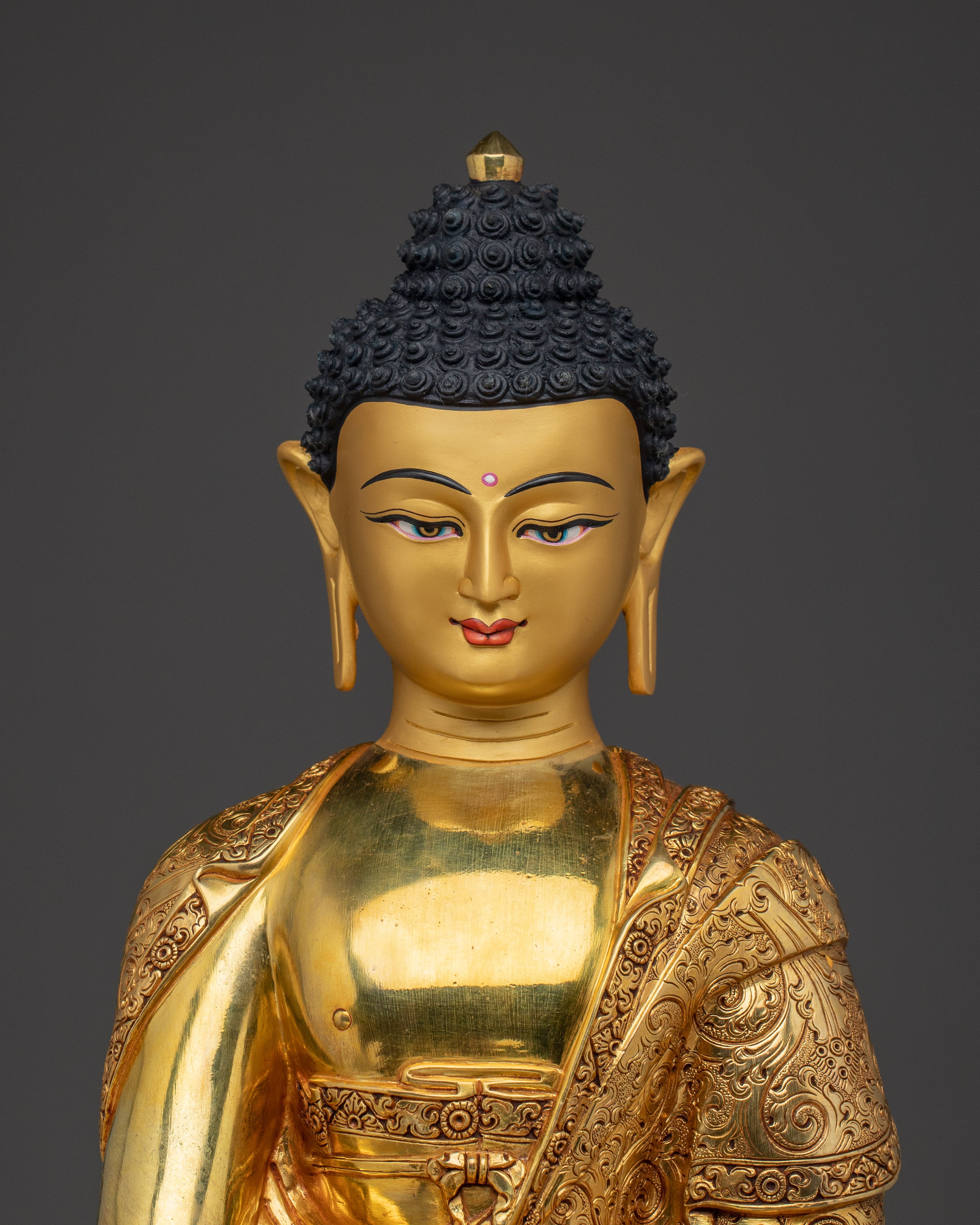Serene Amitabha Buddha Golden Copper Statue | Ruler of the Pure land
