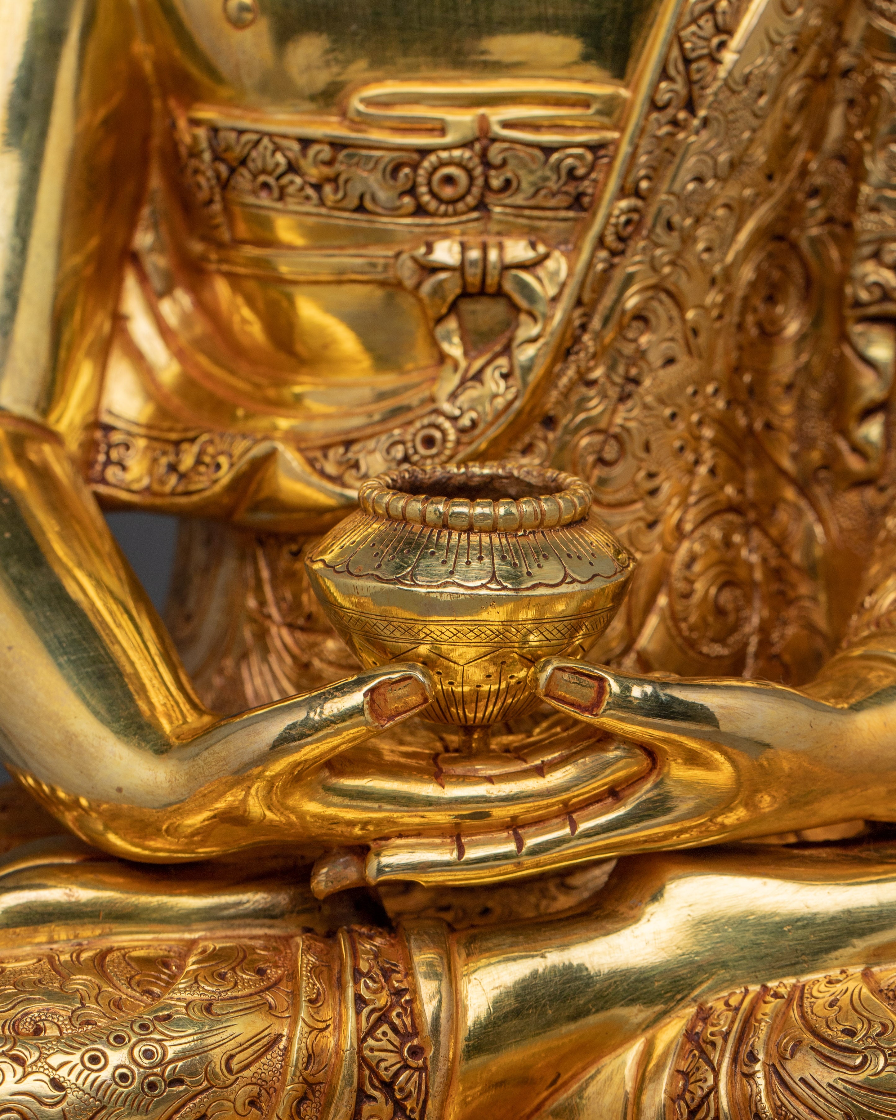 Serene Amitabha Buddha Golden Copper Statue | Ruler of the Pure land