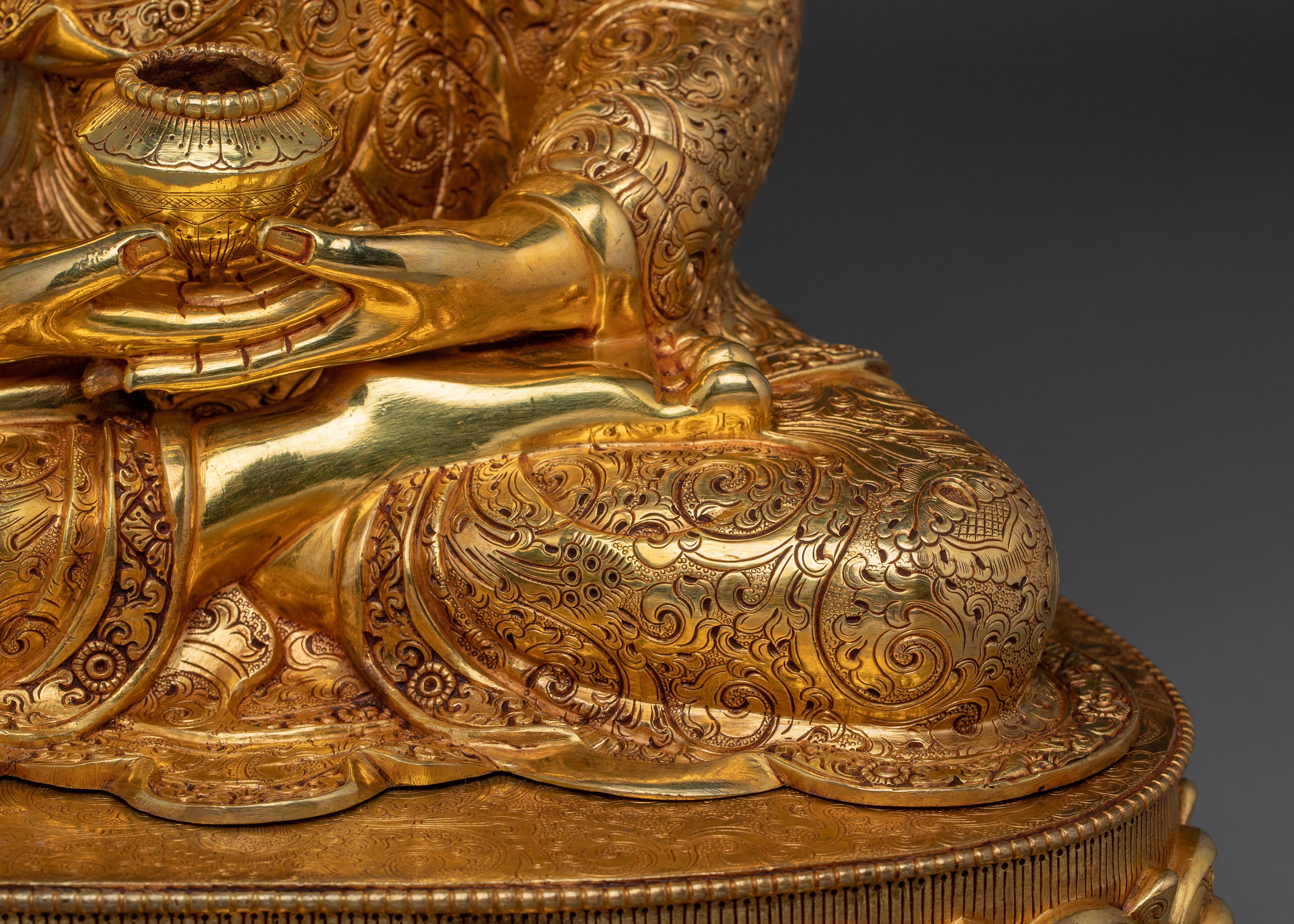 Serene Amitabha Buddha Golden Copper Statue | Ruler of the Pure land