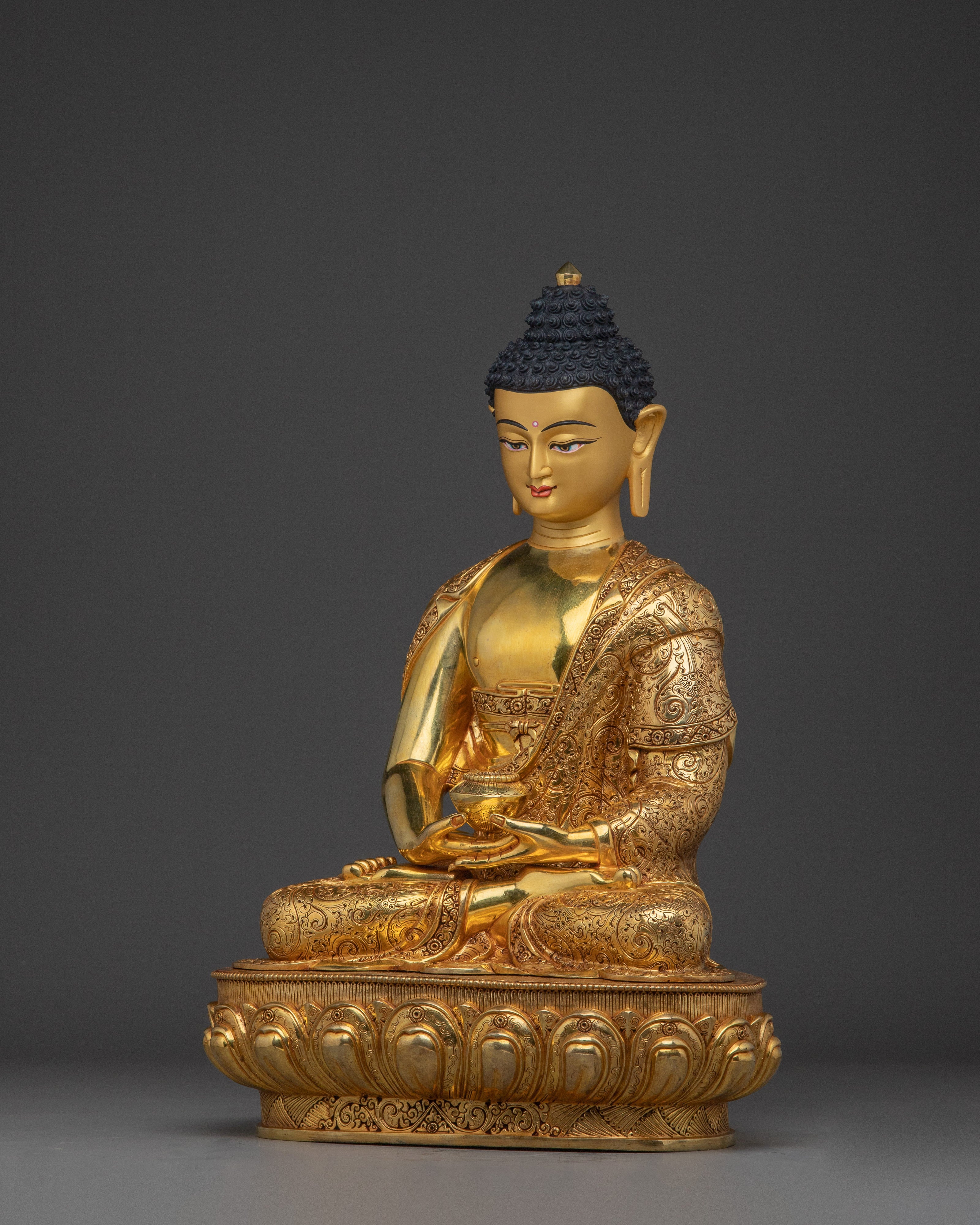 Serene Amitabha Buddha Golden Copper Statue | Ruler of the Pure land